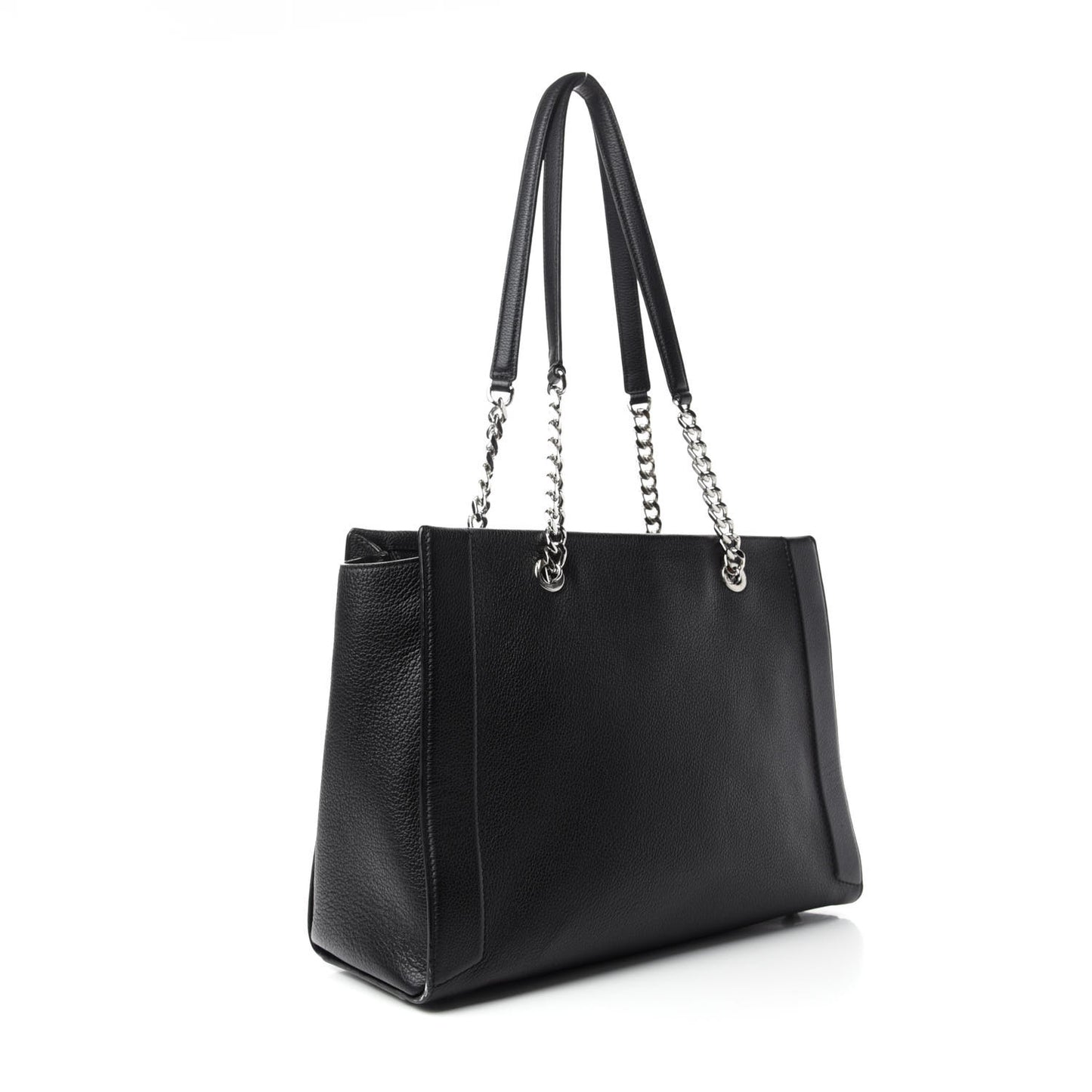 Grained Calfskin Large Catherine Studs Tote Black