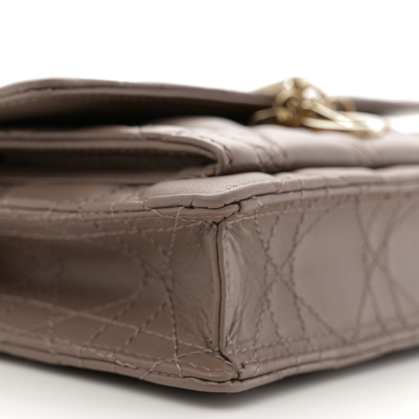 Lambskin Chain Lady Dior Chain Pouch Warm Taupe