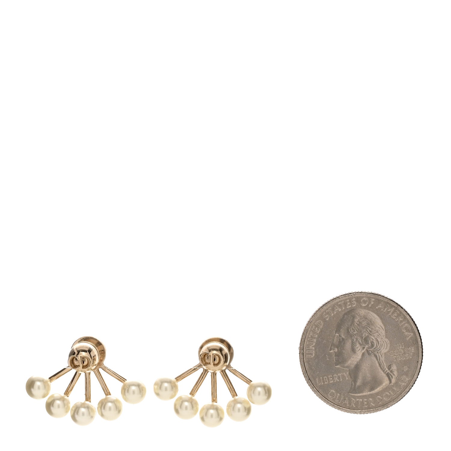 Christian Dior Pearl Petite CD Earrings Gold 2 of 5