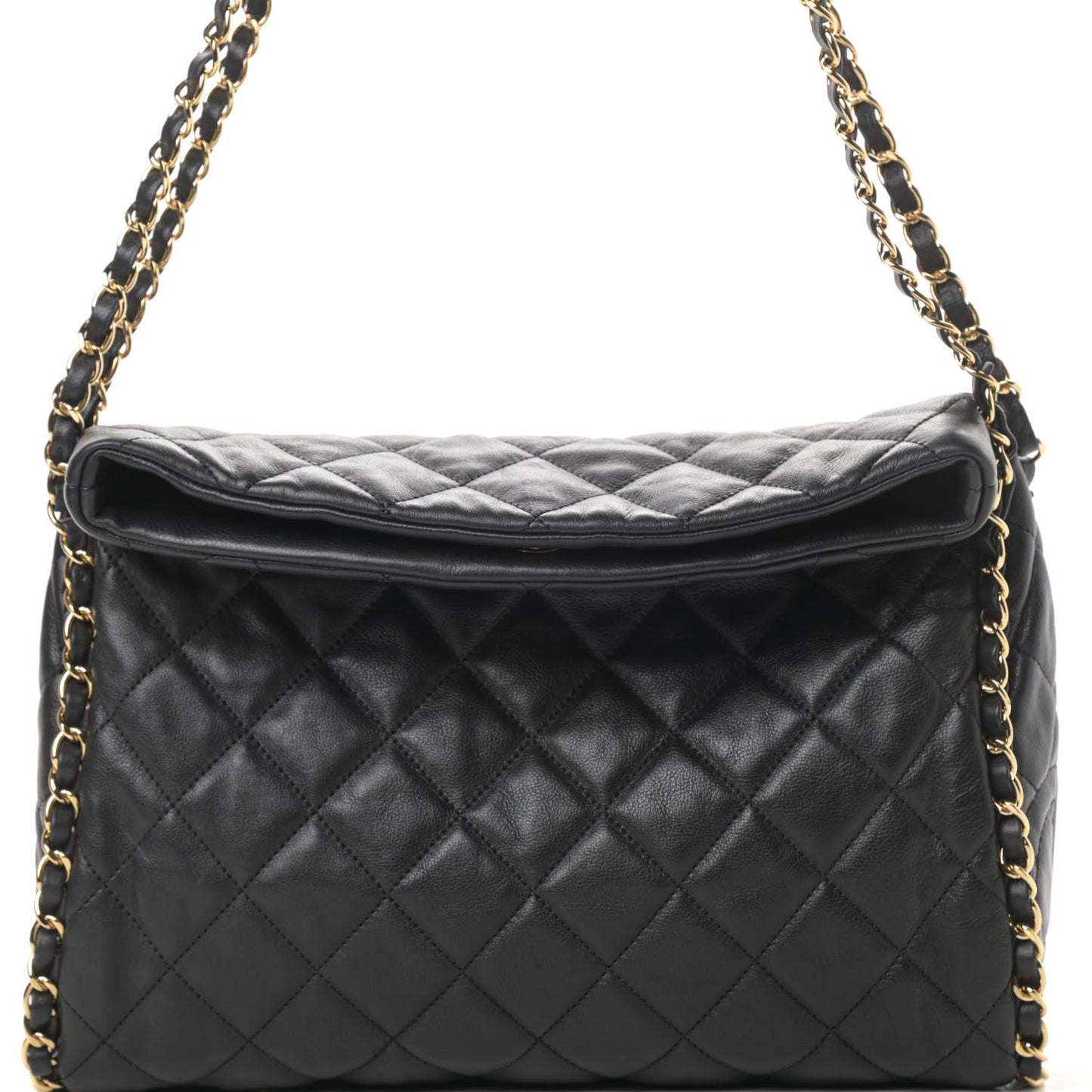 Calfskin Quilted Medium Chain Me Hobo Black