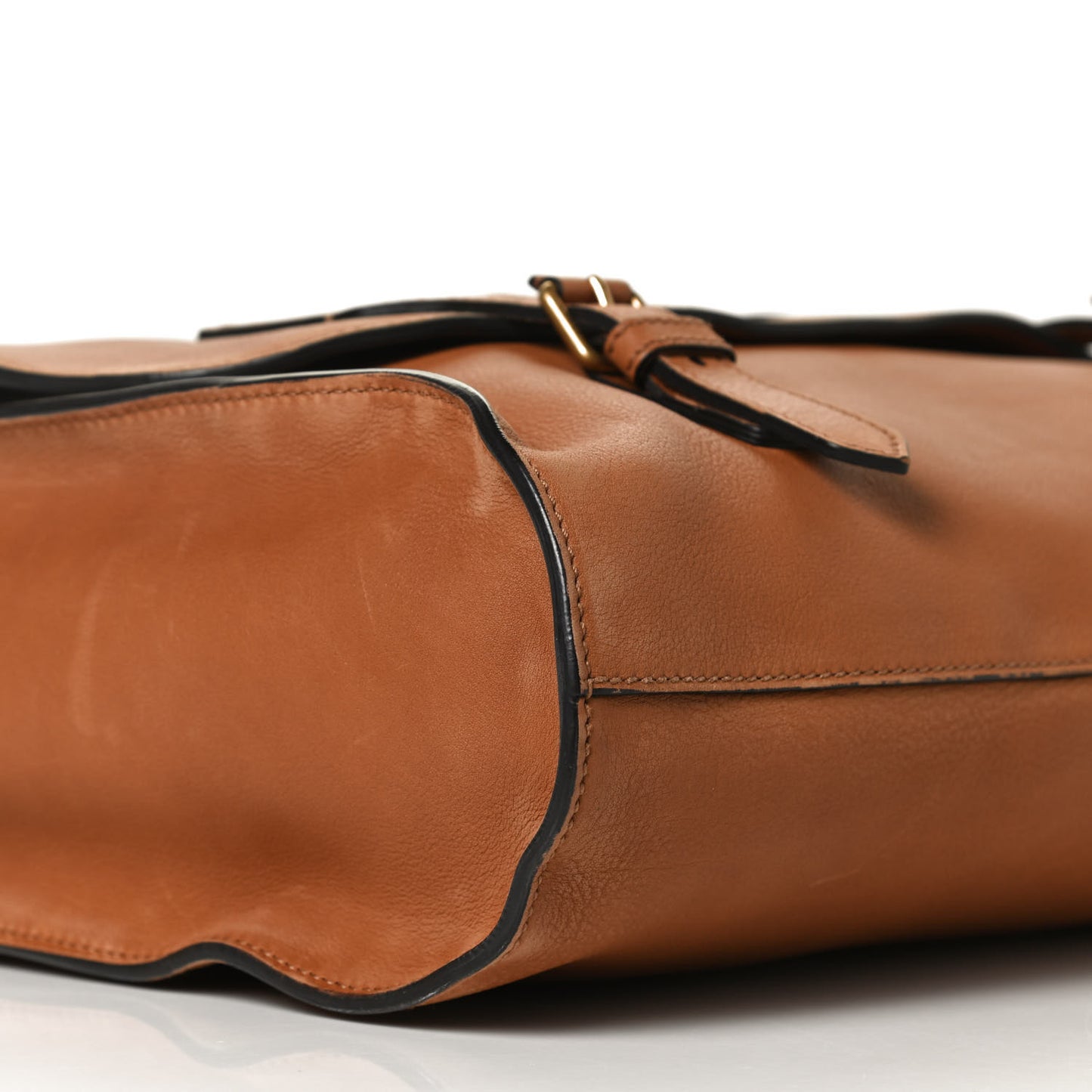 Grained Calfskin Mens Double Buckle Flap Messenger Bag Tan