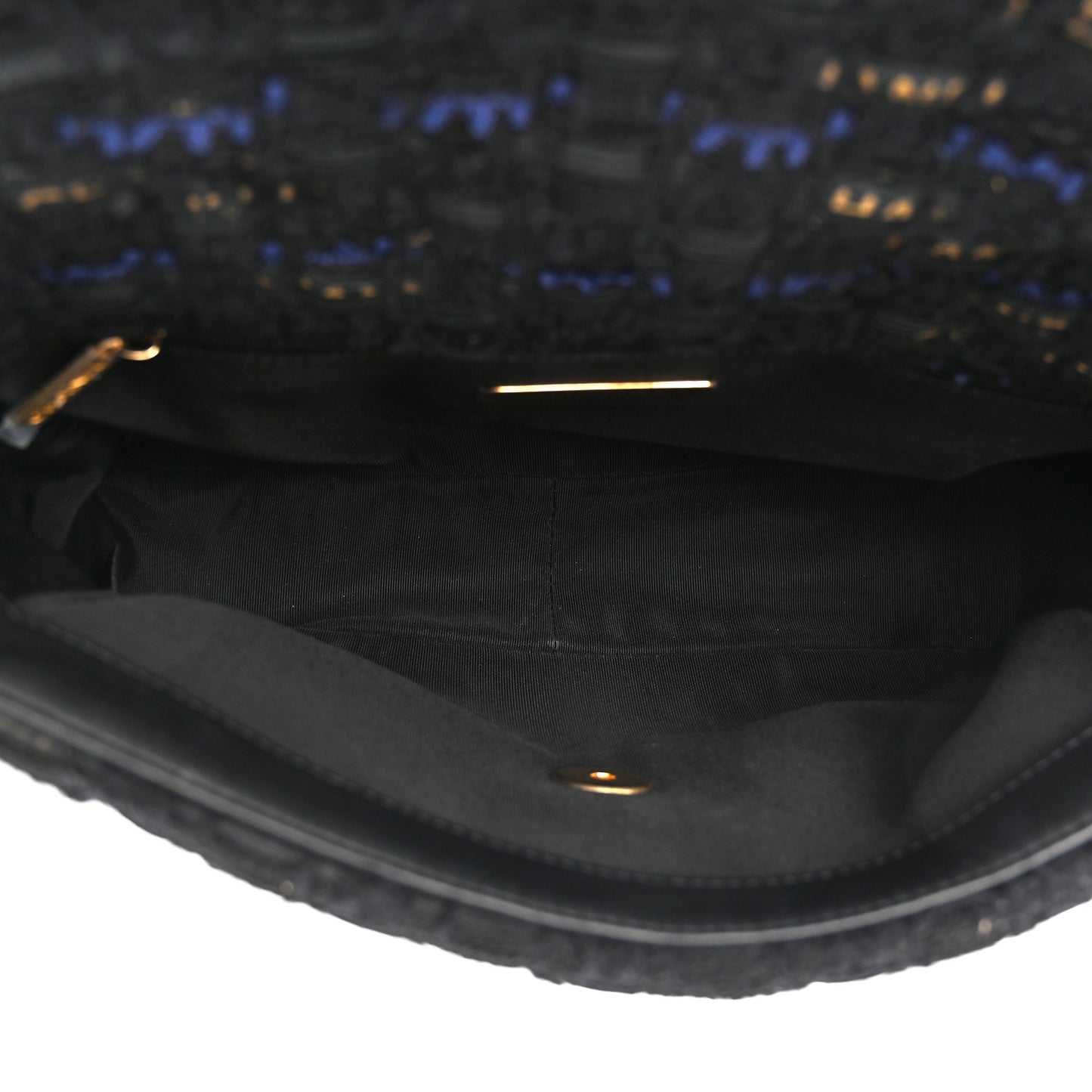 Tweed Quilted Medium Chanel 19 Flap Black Navy Gold