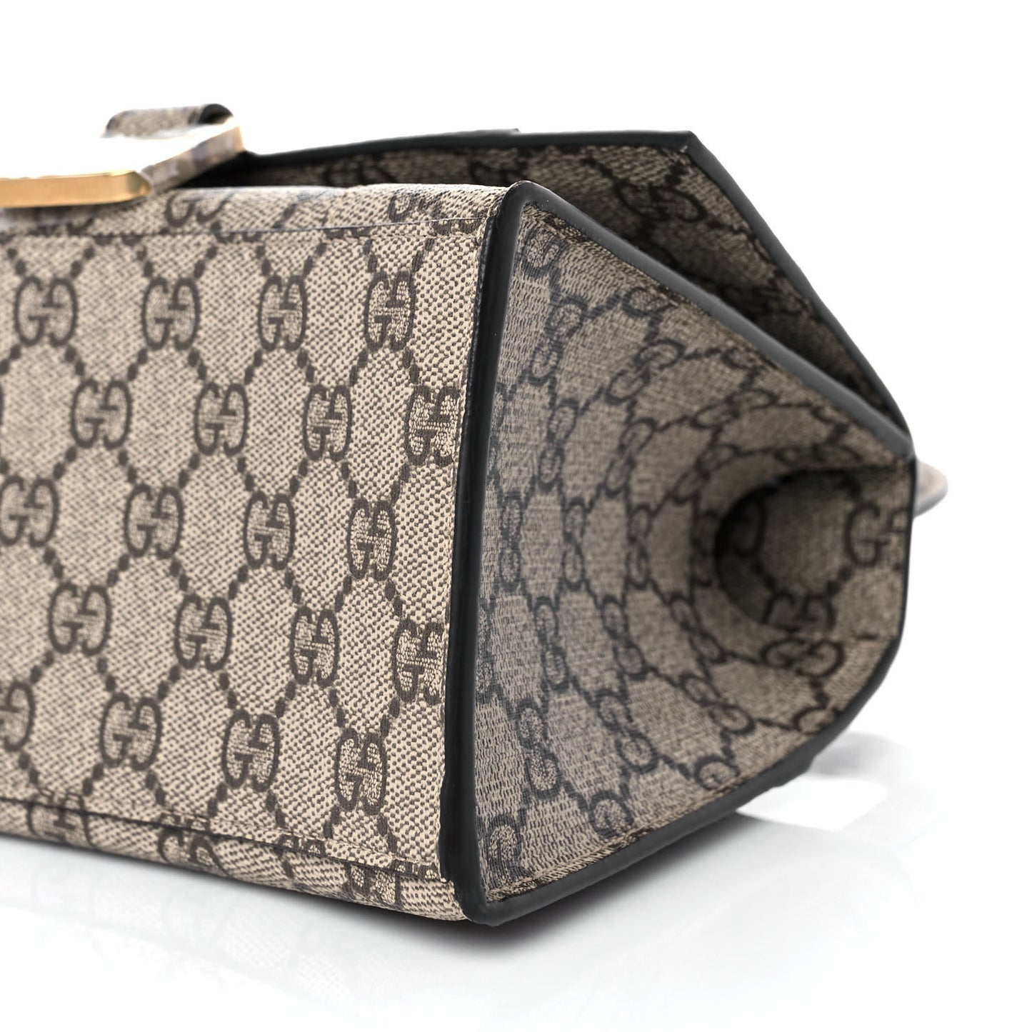 X GUCCI GG Supreme Monogram Small Hourglass Top Handle Bag Beige Ebony