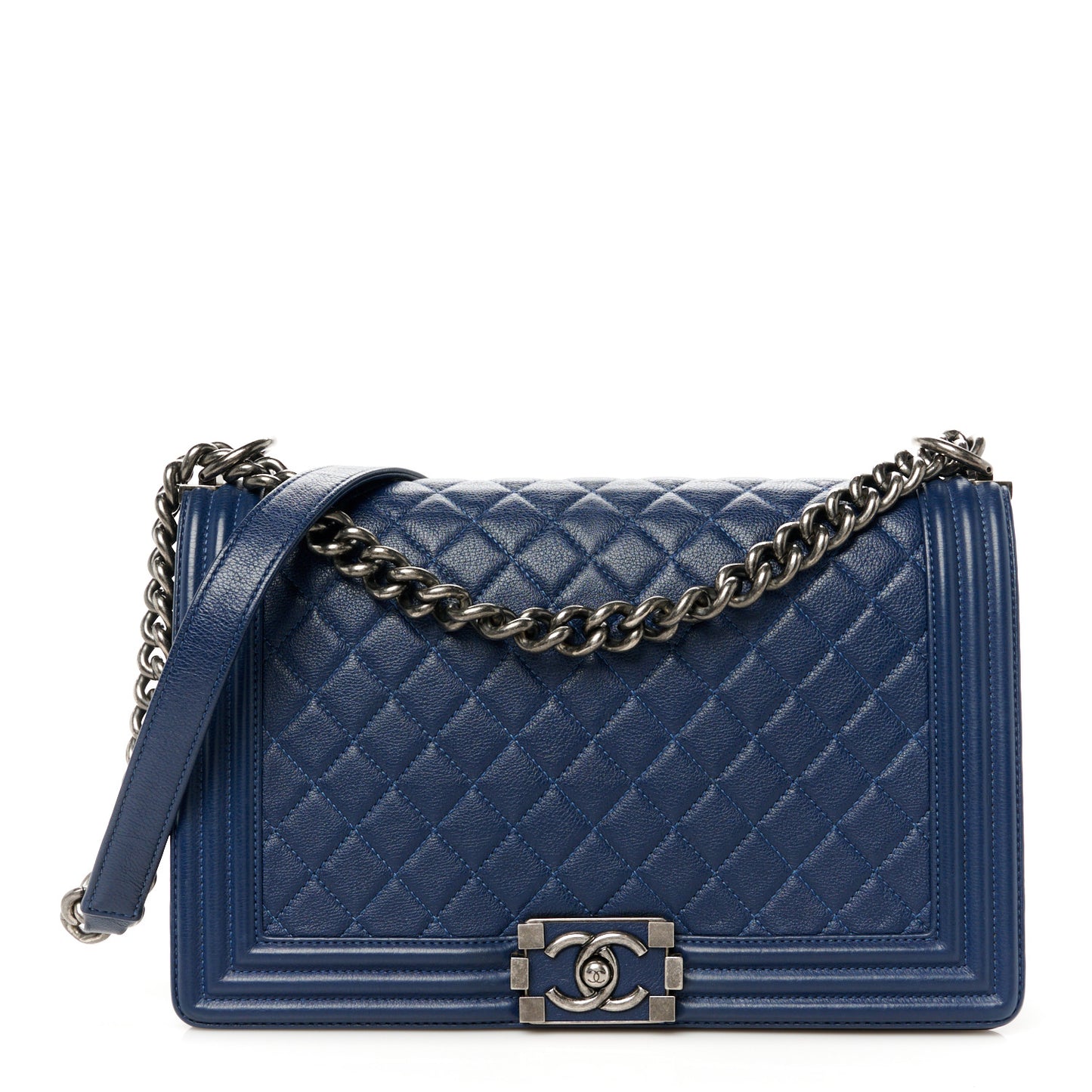 Caviar Quilted New Medium Boy Flap Blue