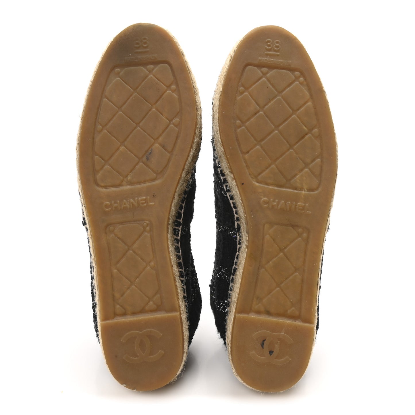 Metallic Tweed Lambskin CC Espadrilles 38 Black Silver