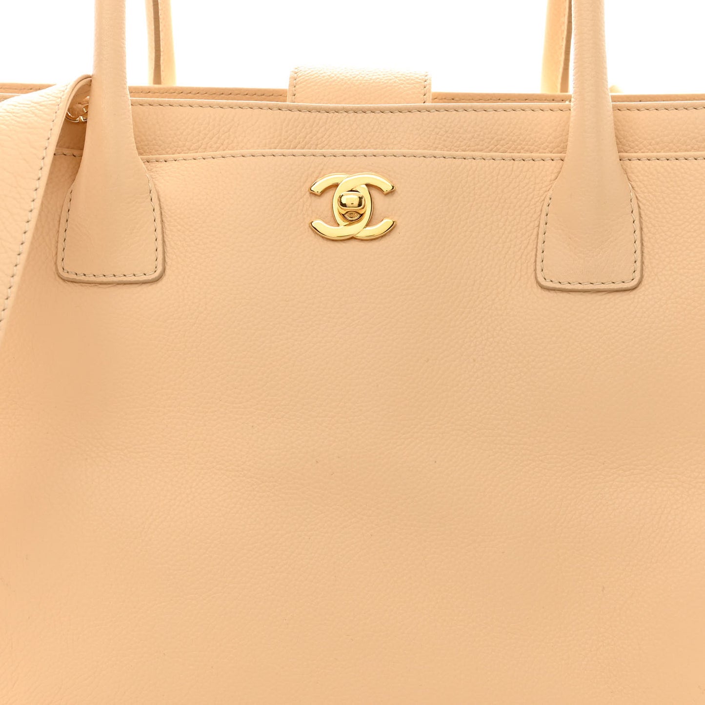 Calfskin Cerf Executive Shopper Tote Light Beige
