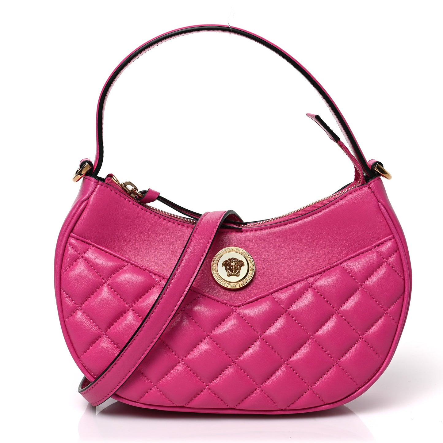 Nappa Quilted Medusa Shoulder Bag Fuchsia