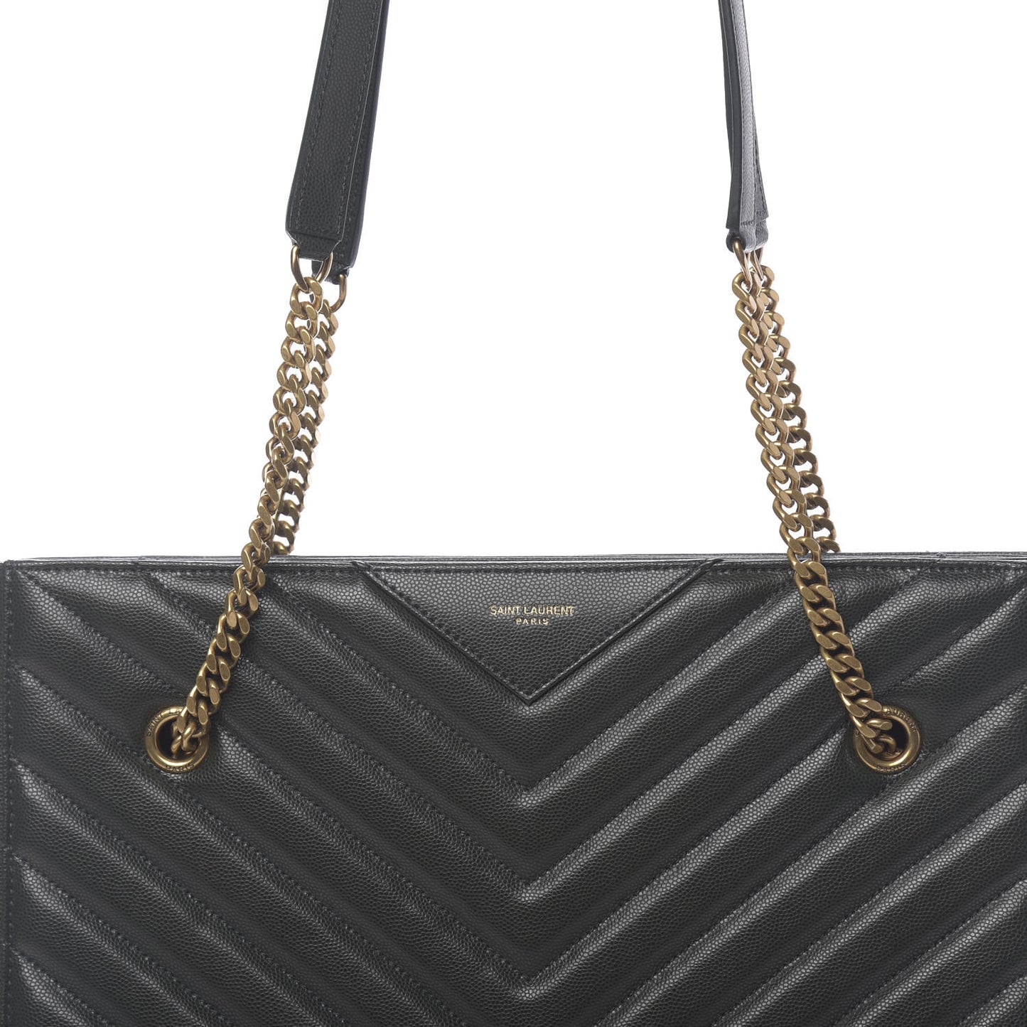 Grain de Poudre Matelasse Chevron Medium Tribeca Shopping Bag Vert Fonce