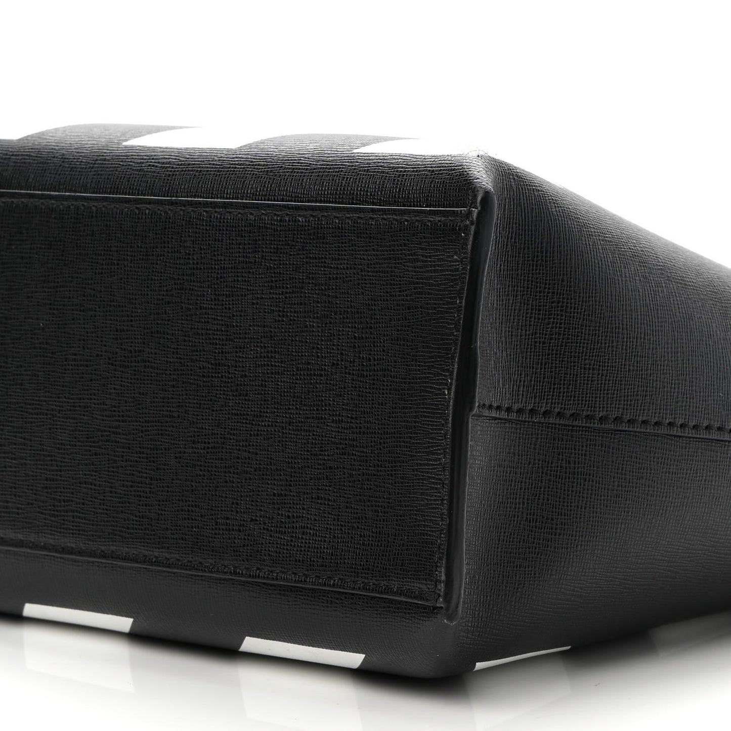 Saffiano Striped Diag Binder Crossbody Black White