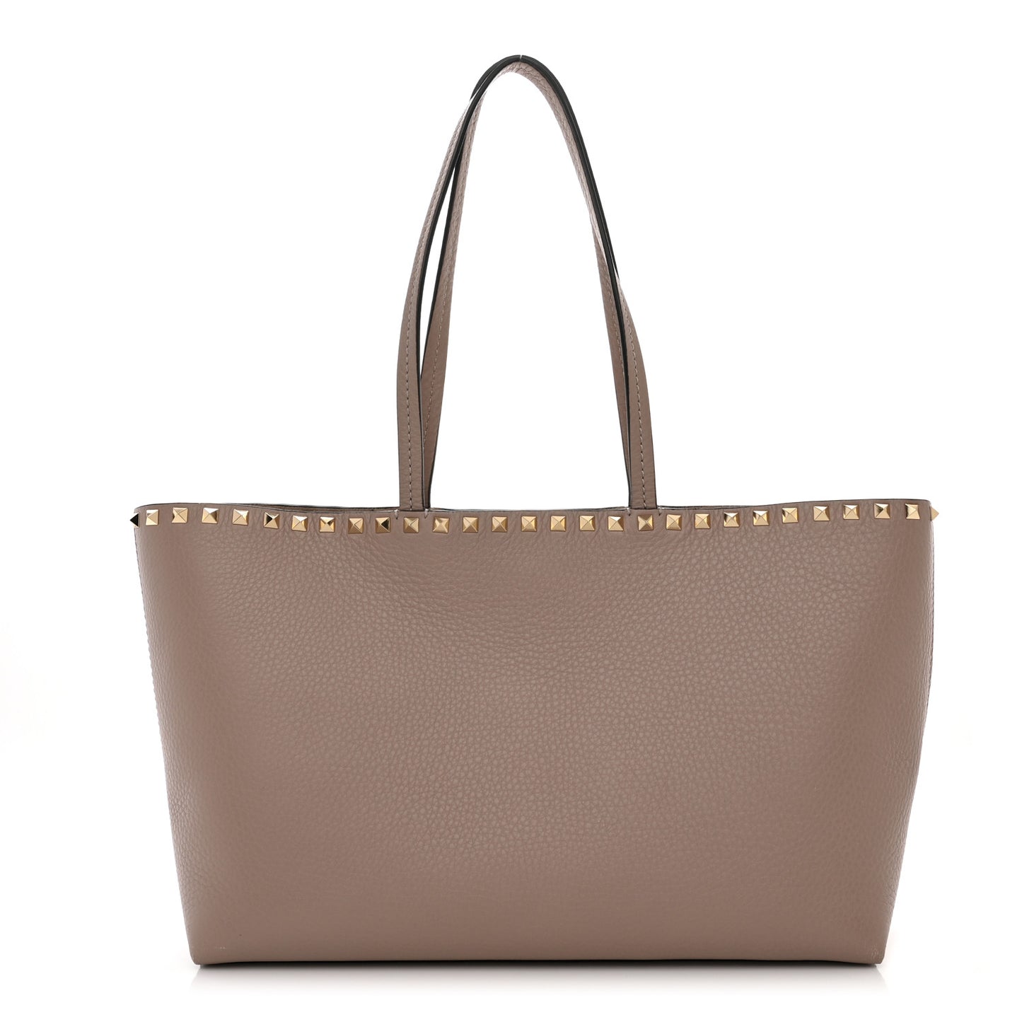 Grained Calfskin Small Rockstud Shoulder Tote Poudre
