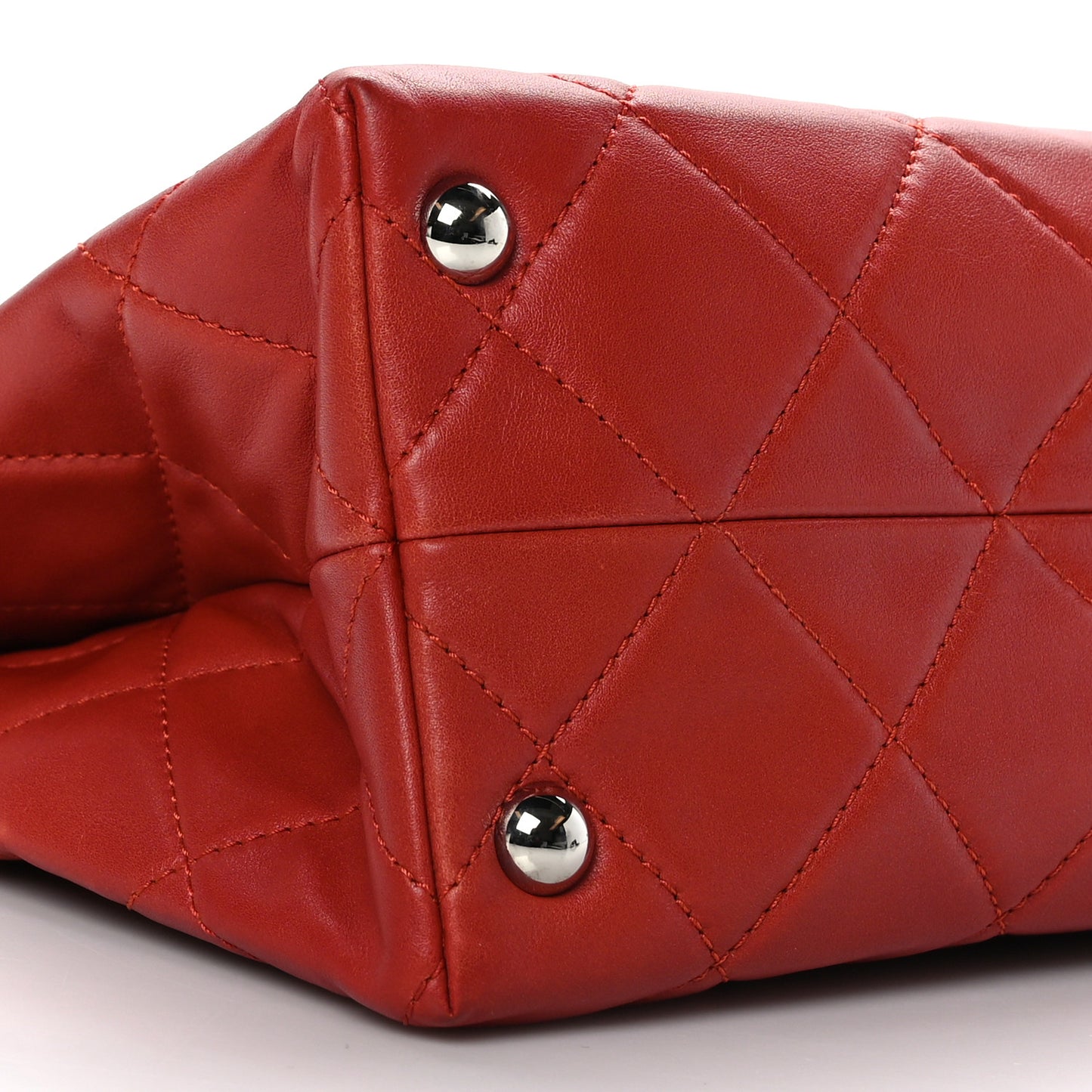 Calfskin Quilted Large In the Business Tote Red