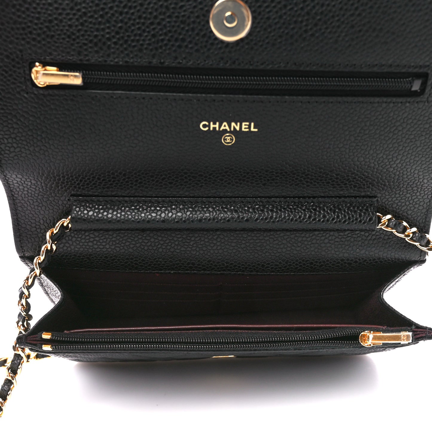 Caviar Quilted Wallet on Chain WOC Black