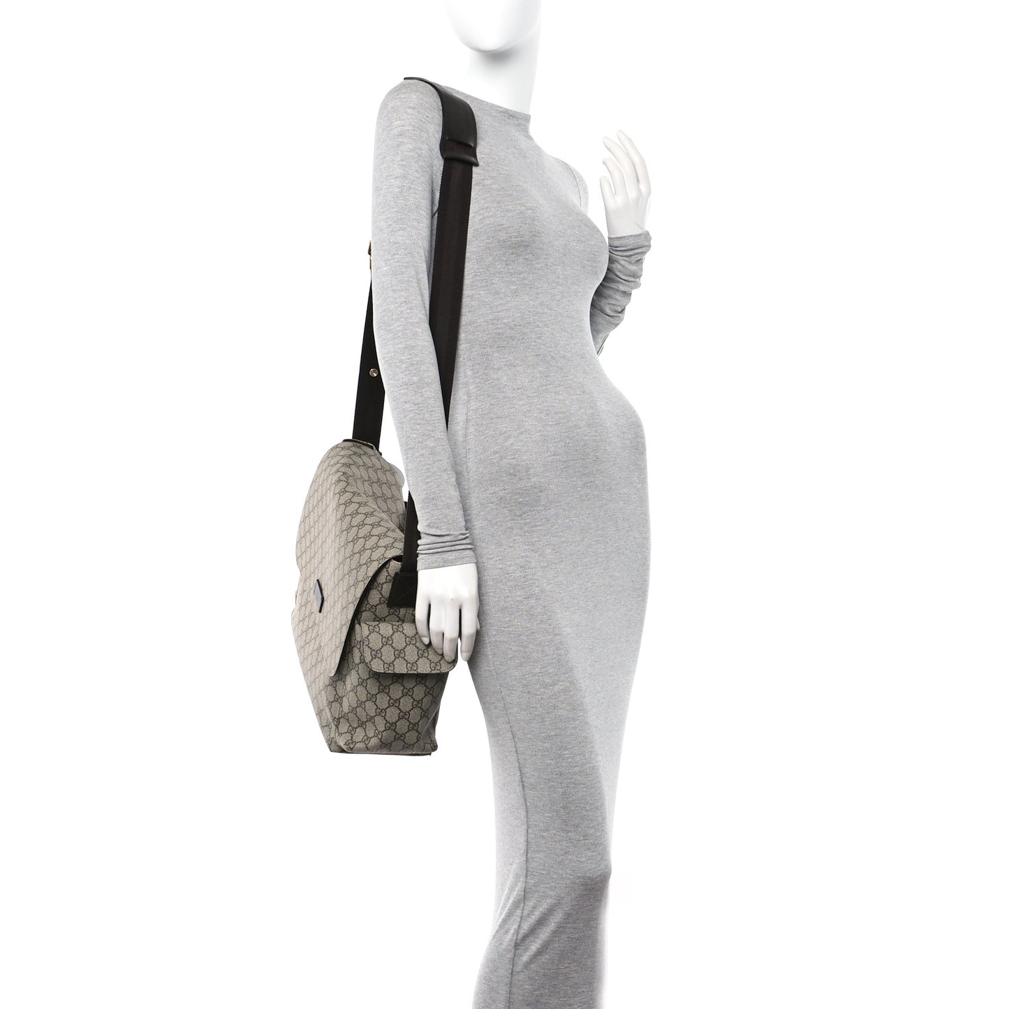 GG Plus Monogram Messenger Diaper Bag Dark Brown