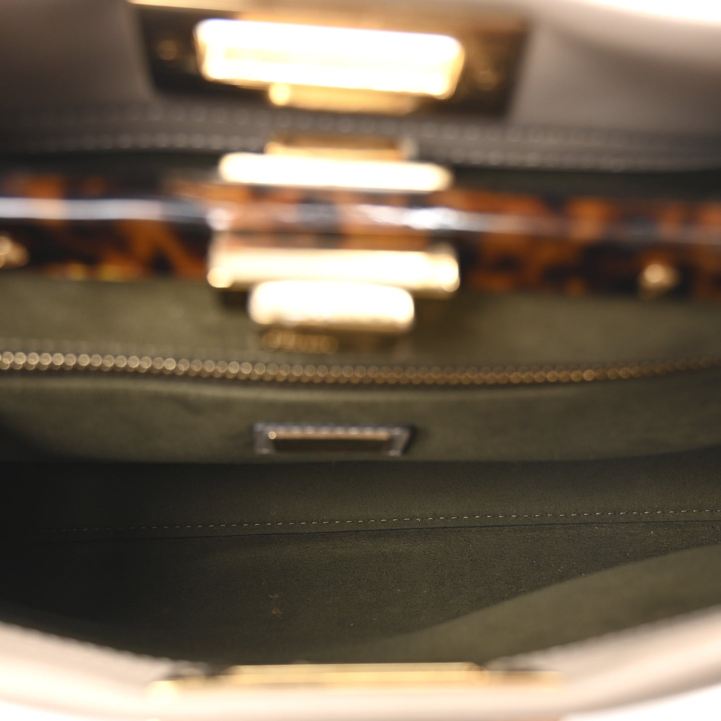 Vitello Seta Plexiglass Tortoise Medium Peekaboo Iconic Satchel Tortora