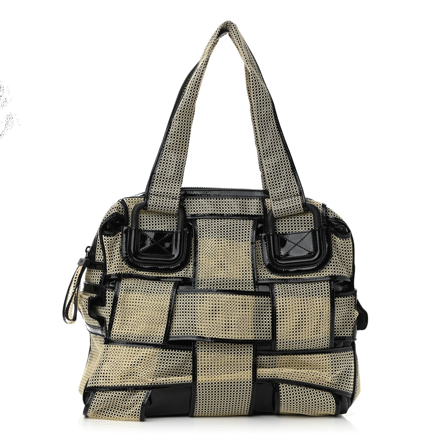 Fendi Patent Mesh Crossword Grande Bag Black 1077595 – FASHIONPHILE