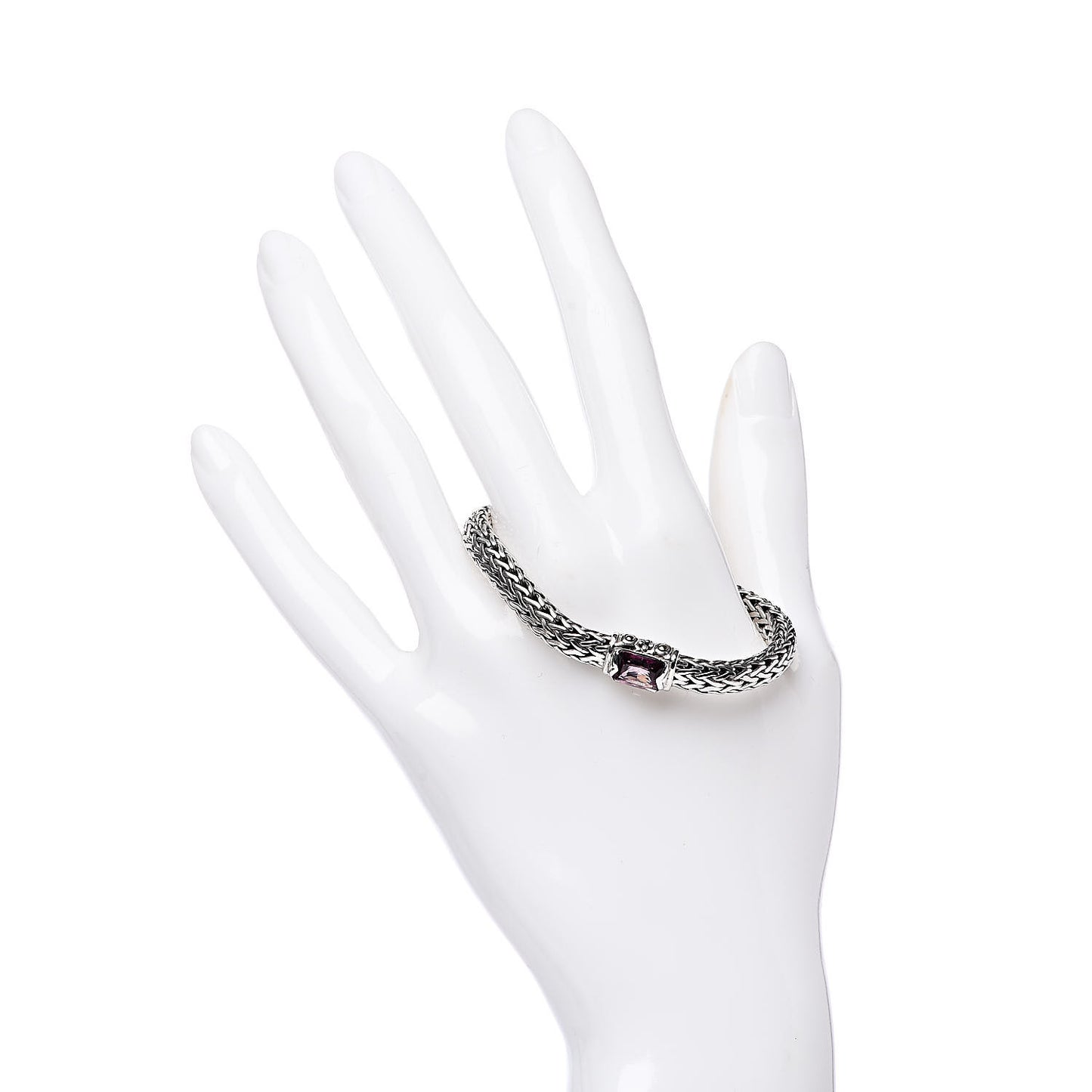 Sterling Silver 18K Yellow Gold Pink Topaz Classic Chain Bracelet