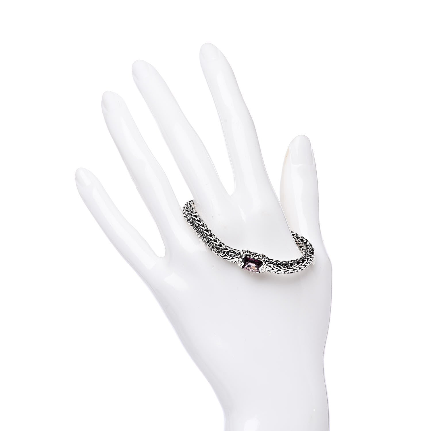 John Hardy Sterling Silver 18K Yellow Gold Pink Topaz Classic Chain Bracelet 2 of 5