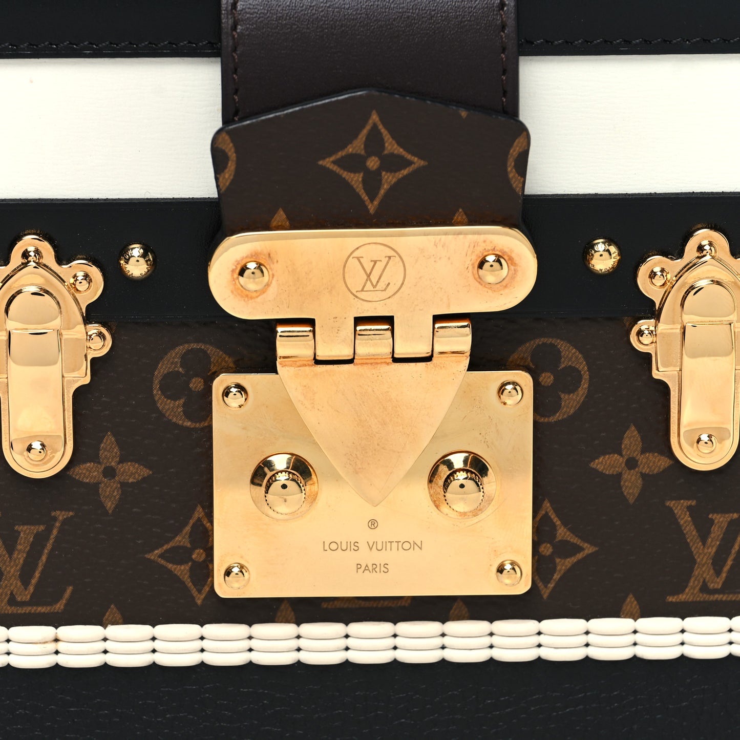 Monogram Calfskin Petite Malle Black White