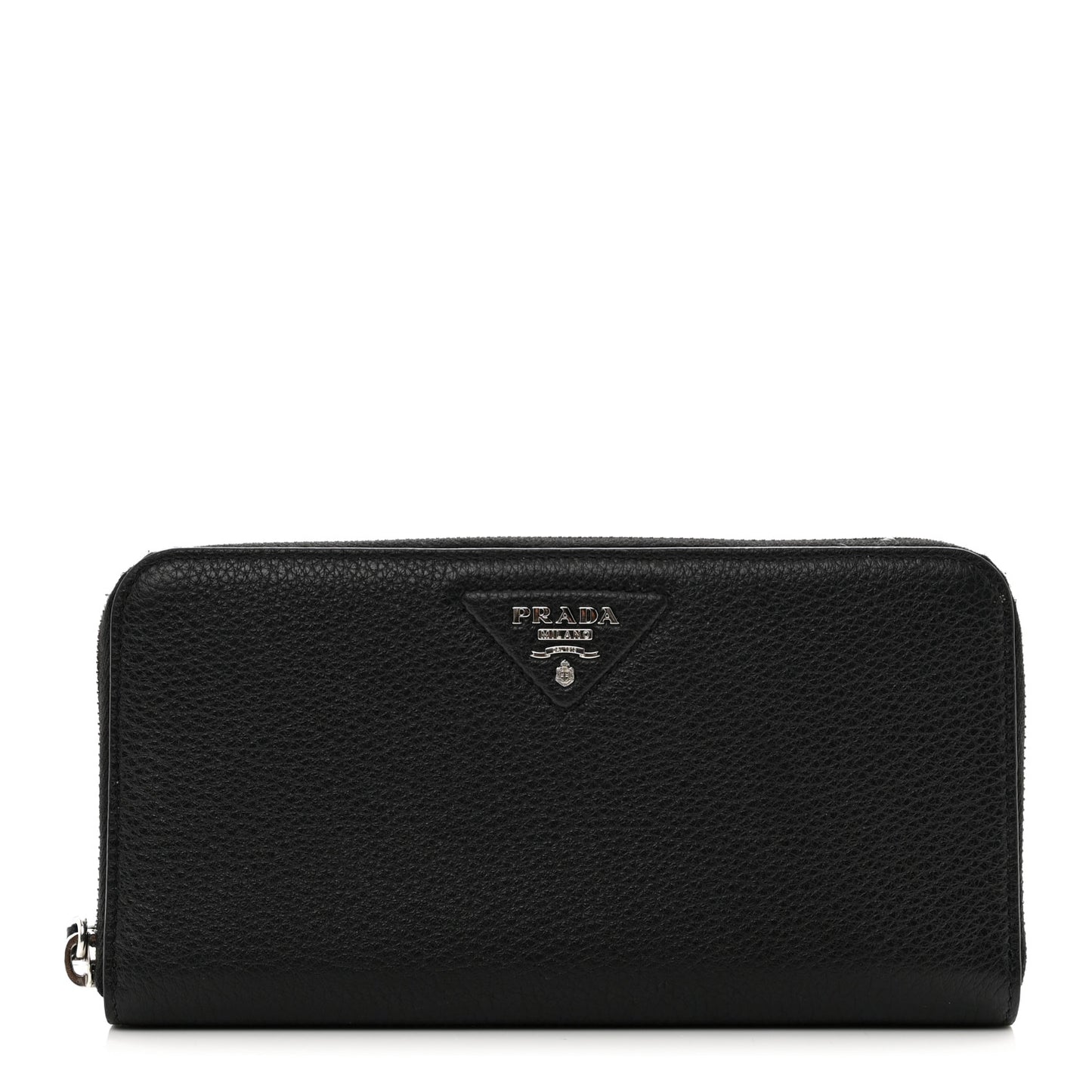 Vitello Daino Triangle Zip Around Wallet Black