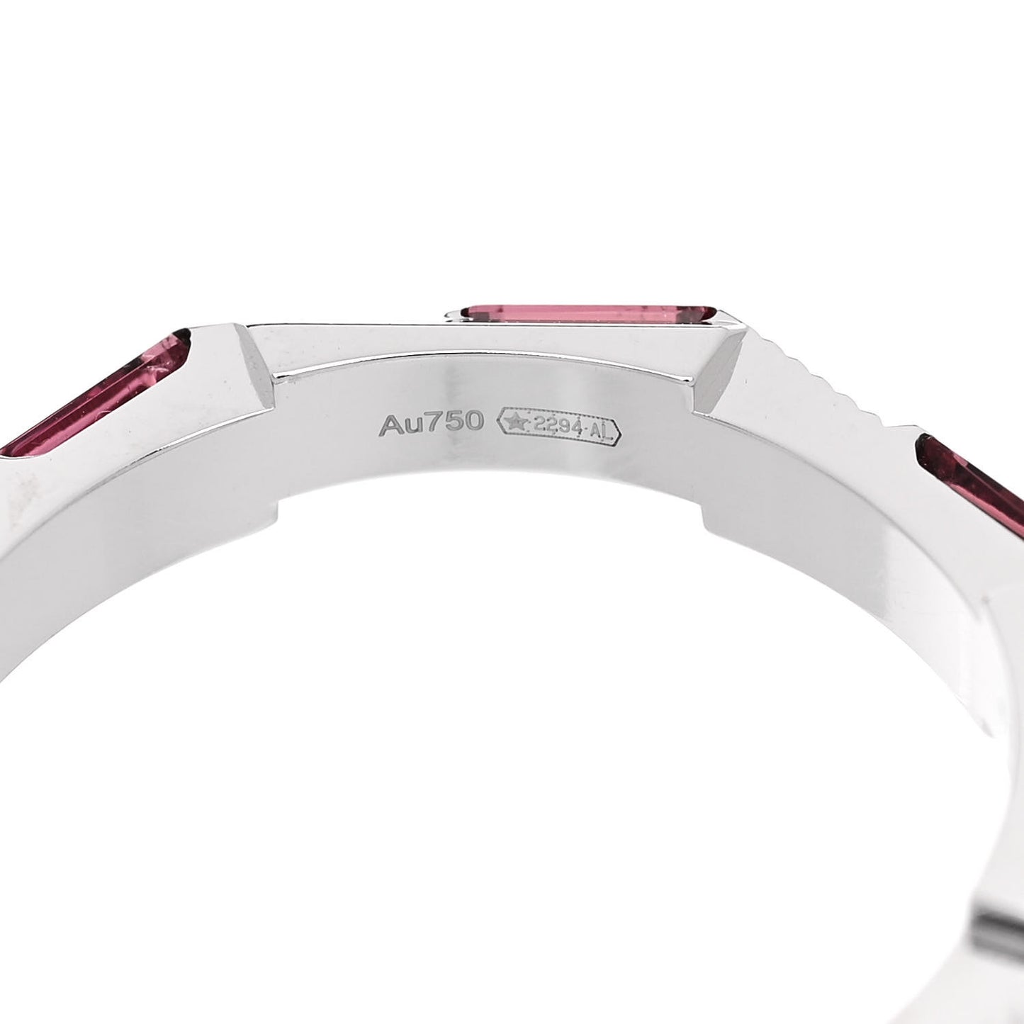 18K White Gold Rubellite Narrow Link to Love Ring 57 8
