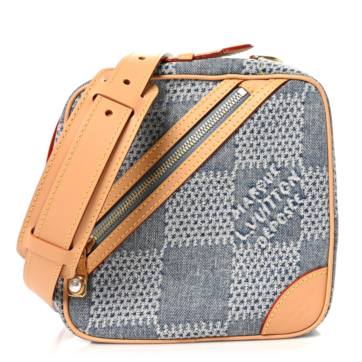 Damier Denim 3D Chess Messenger Bleu