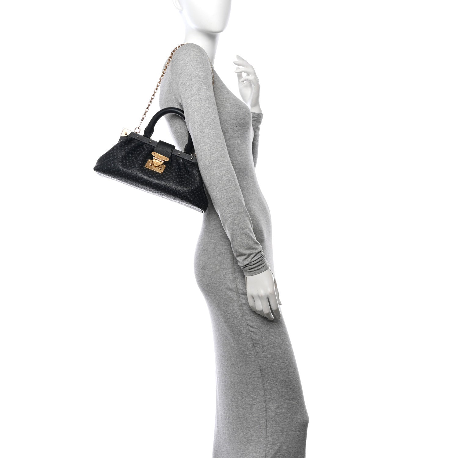 Louis Vuitton Calfskin Nanogram Embossed Clutch Black 2 of 11