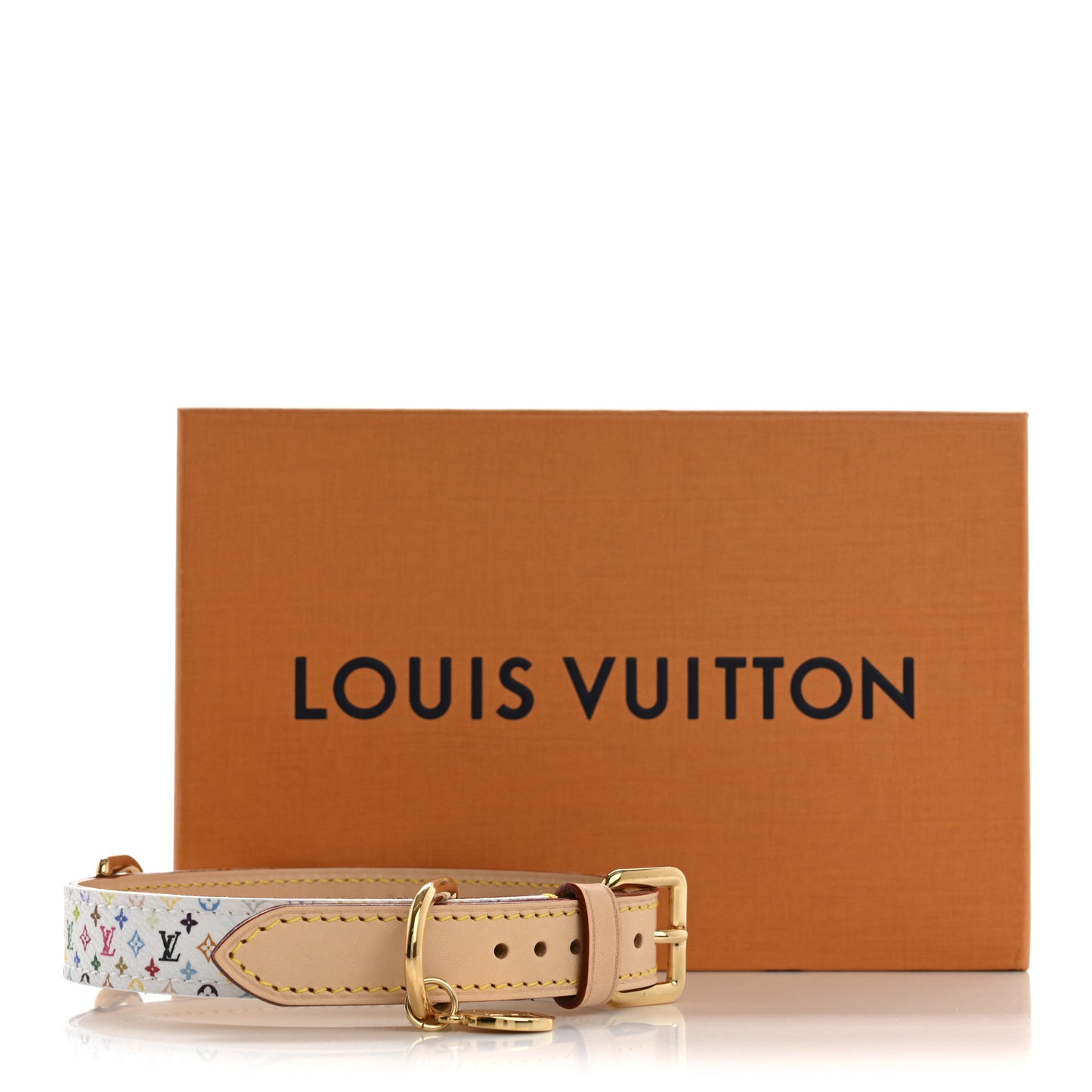 LV X TM Monogram Multicolor Dog Collar White