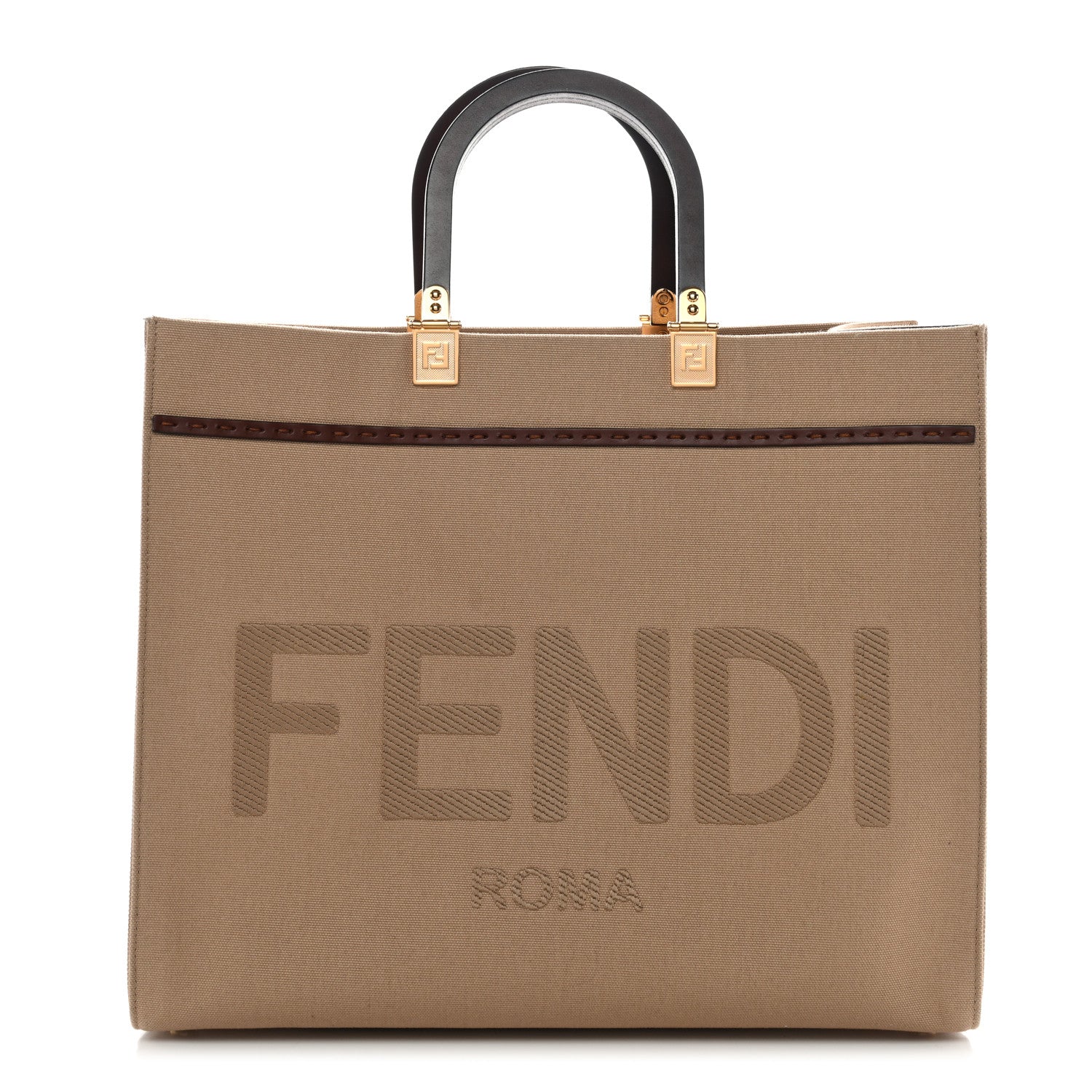 Fendi Canvas Vitello King Logo Embroidered Medium Fendi Sunshine