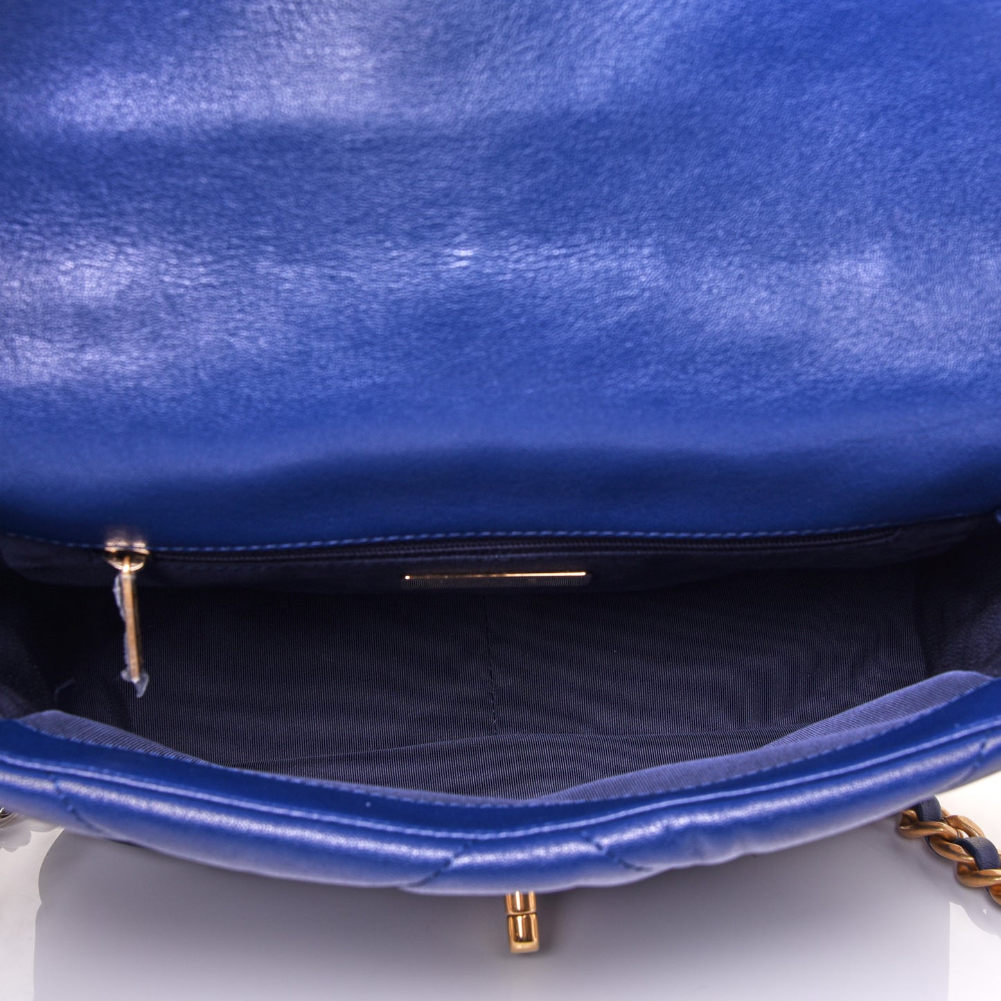 Goatskin Quilted Medium 19 Flap Dark Blue