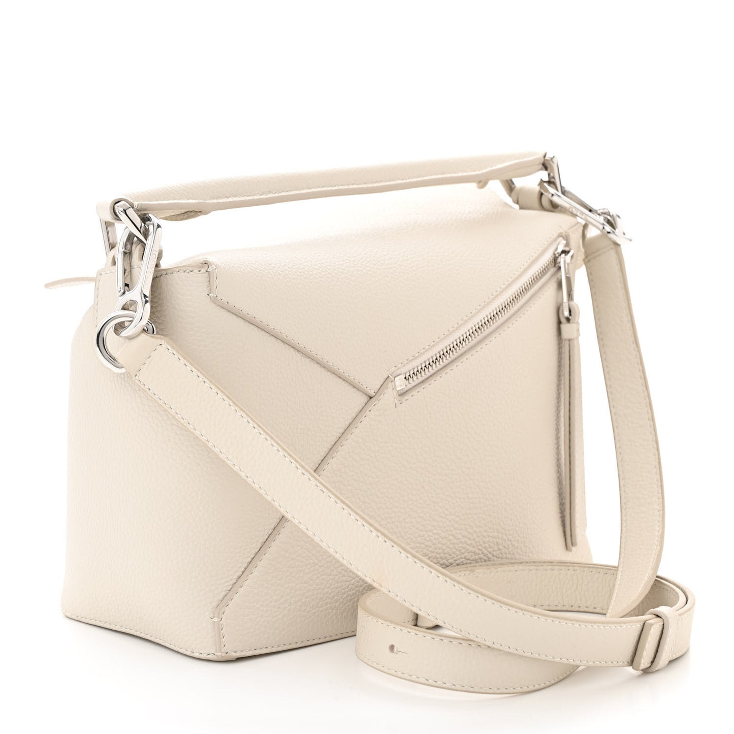 Soft Grained Calfskin Small Puzzle Edge Bag Soft White