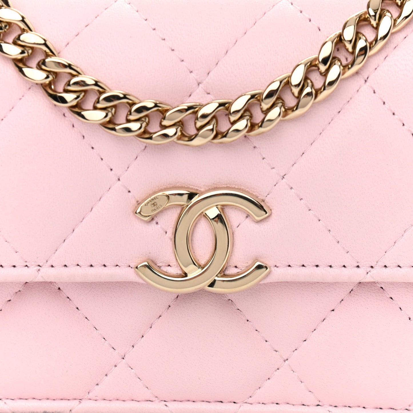 Lambskin Quilted Pick Me Up Clutch With Chain Pink
