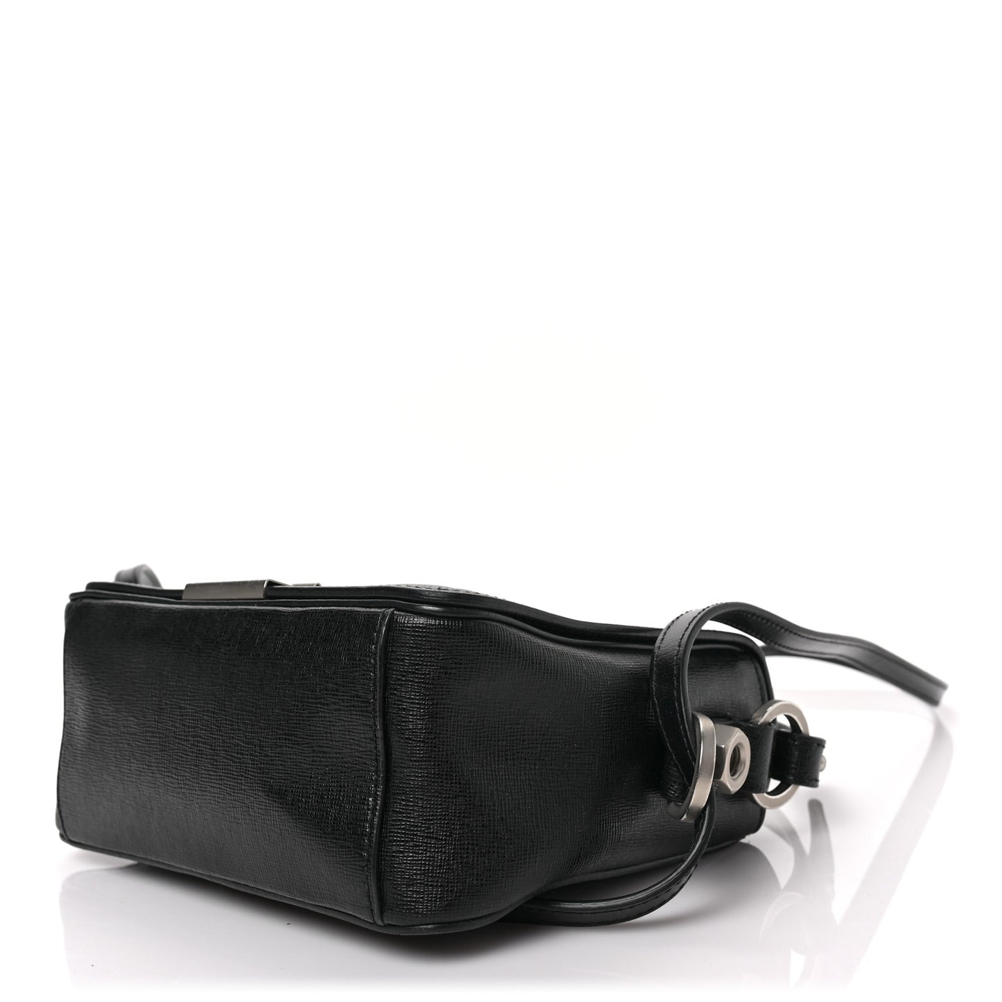 Calfskin Diag Flap Bag Black White