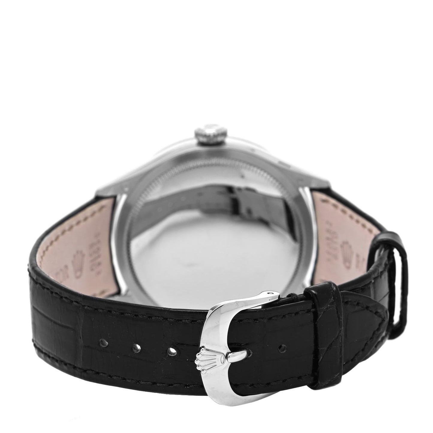 18K White Gold Alligator 39mm Cellini Dual Time Watch White 50529