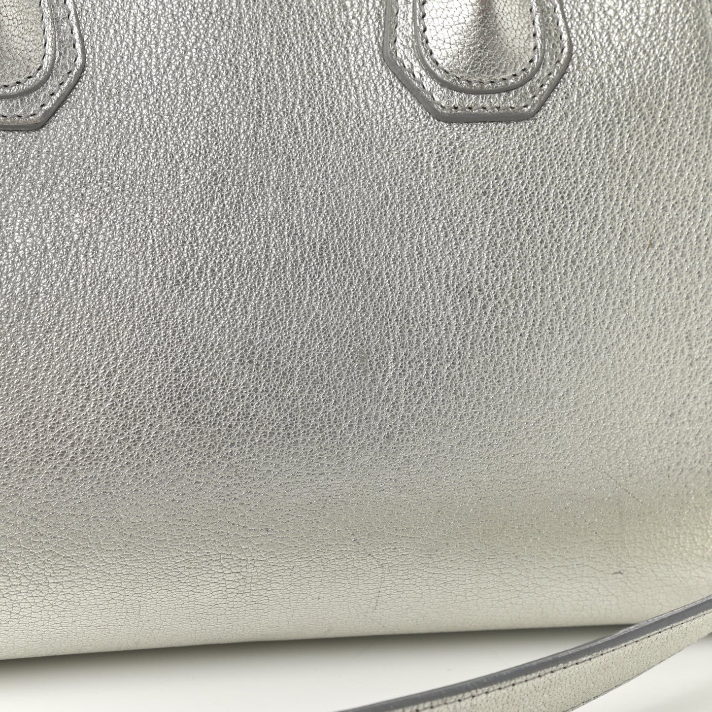 Metallic Sugar Goatskin Small Antigona Silver