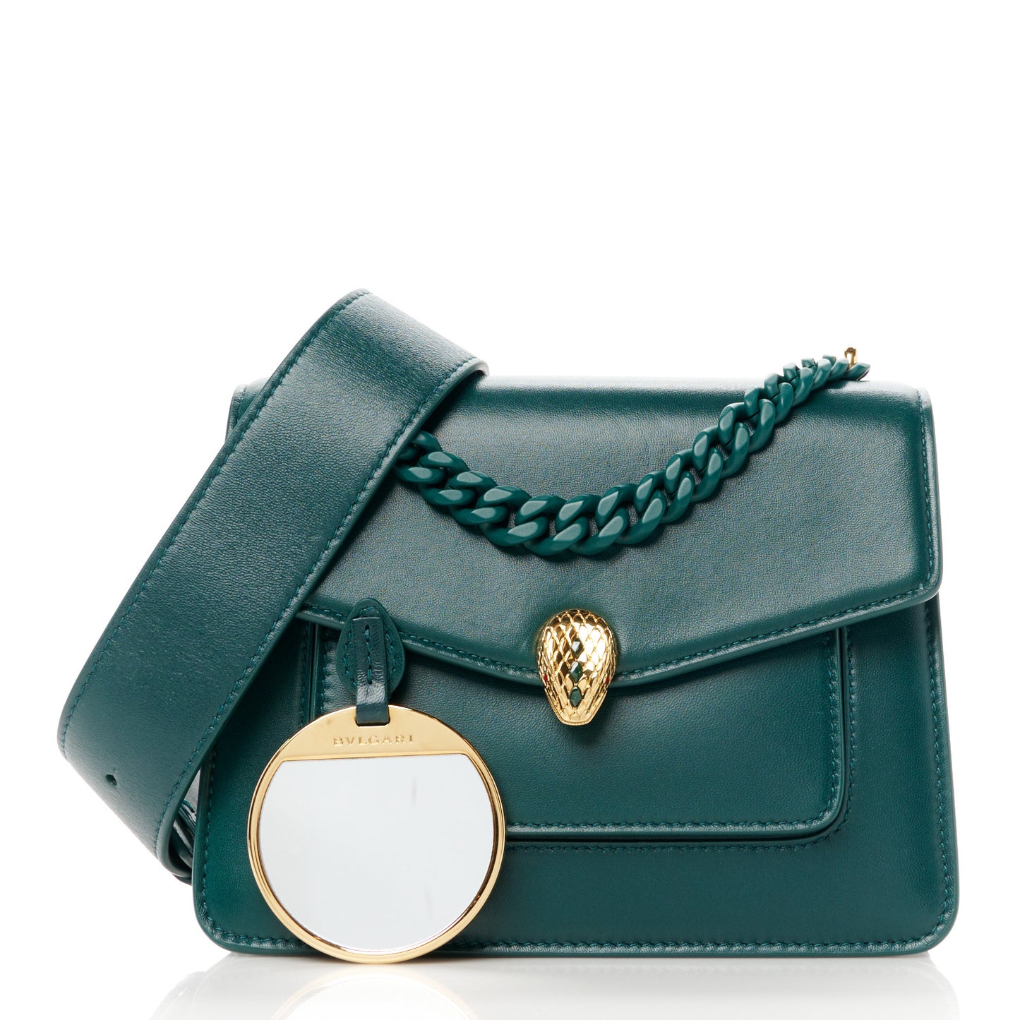 Nappa Monochrome Serpenti Forever Maxi Chain Crossbody Bag Green