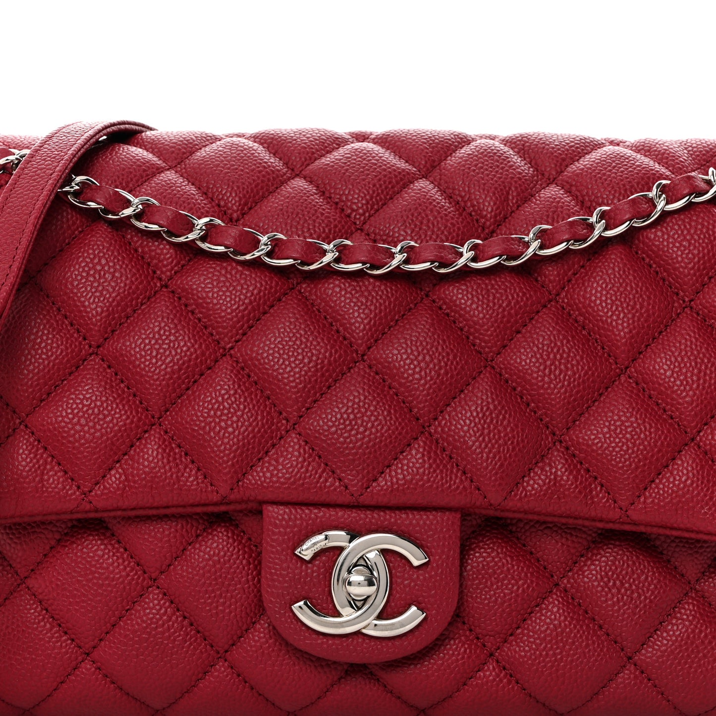 Caviar Quilted Jumbo Easy Flap Dark Pink