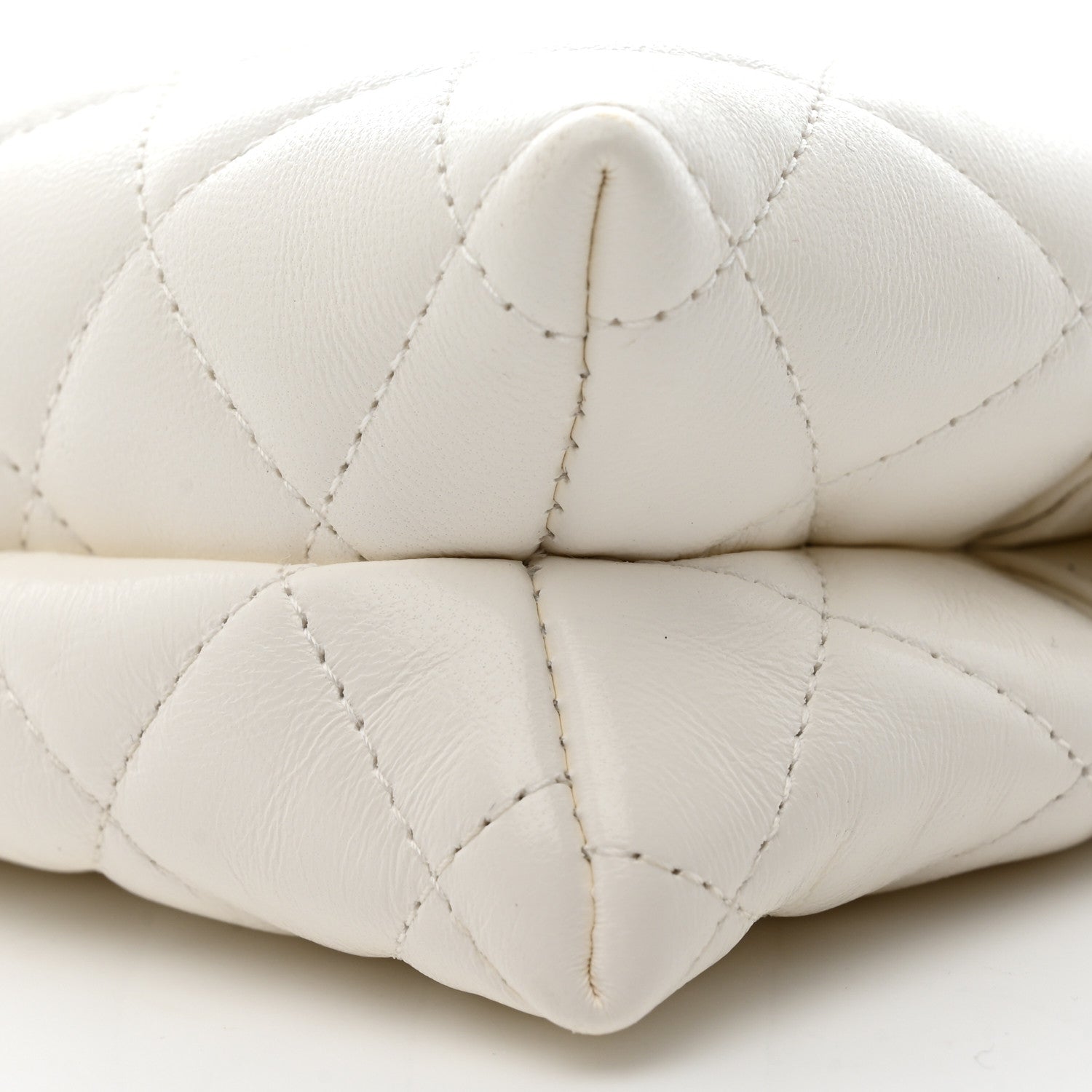 Chanel Shiny Crumpled Calfskin Quilted Clutch Bag White 9 of 9