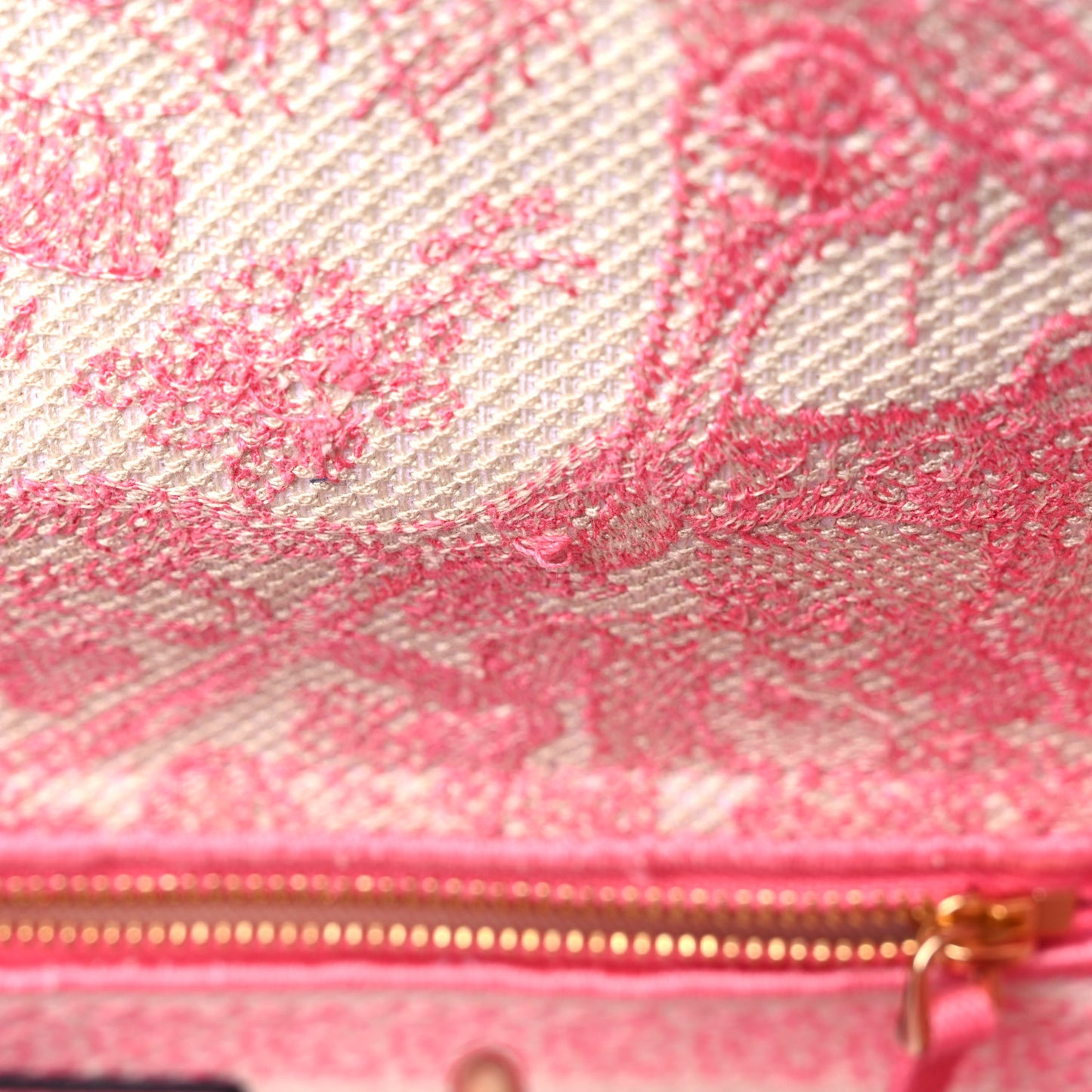 Canvas Toile De Jouy Embroidered Medium Lady D-Lite Peony Pink