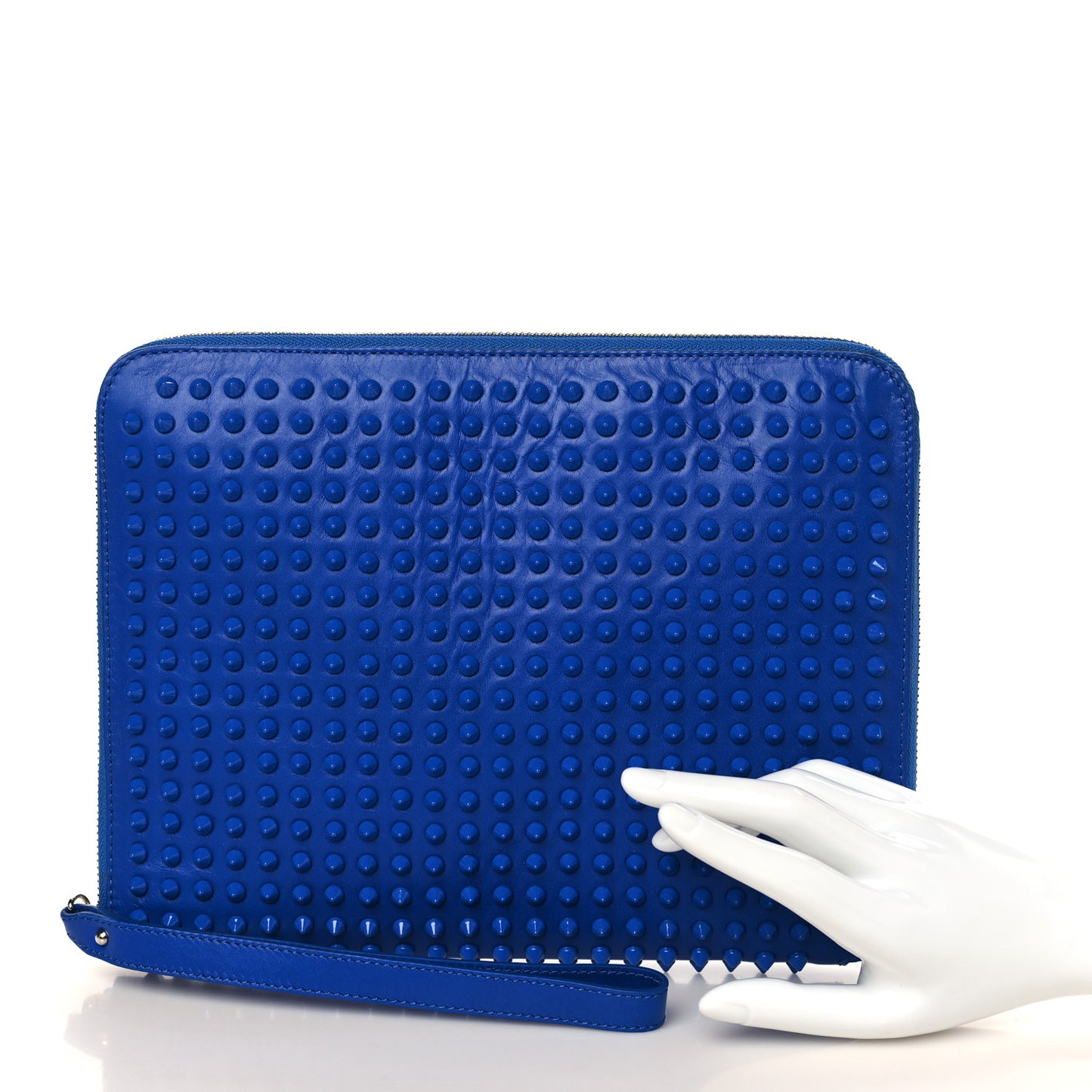 Calfskin Spiked IPad Case Blue Saphir