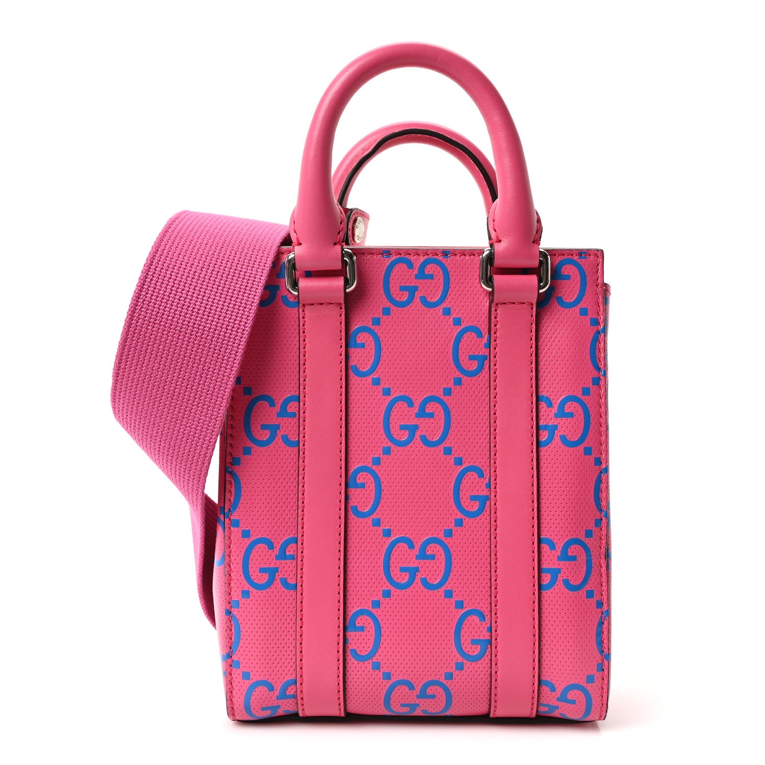 Gucci Calfskin GG Tennis Embossed Mini Tote Bag Modern Fuchsia