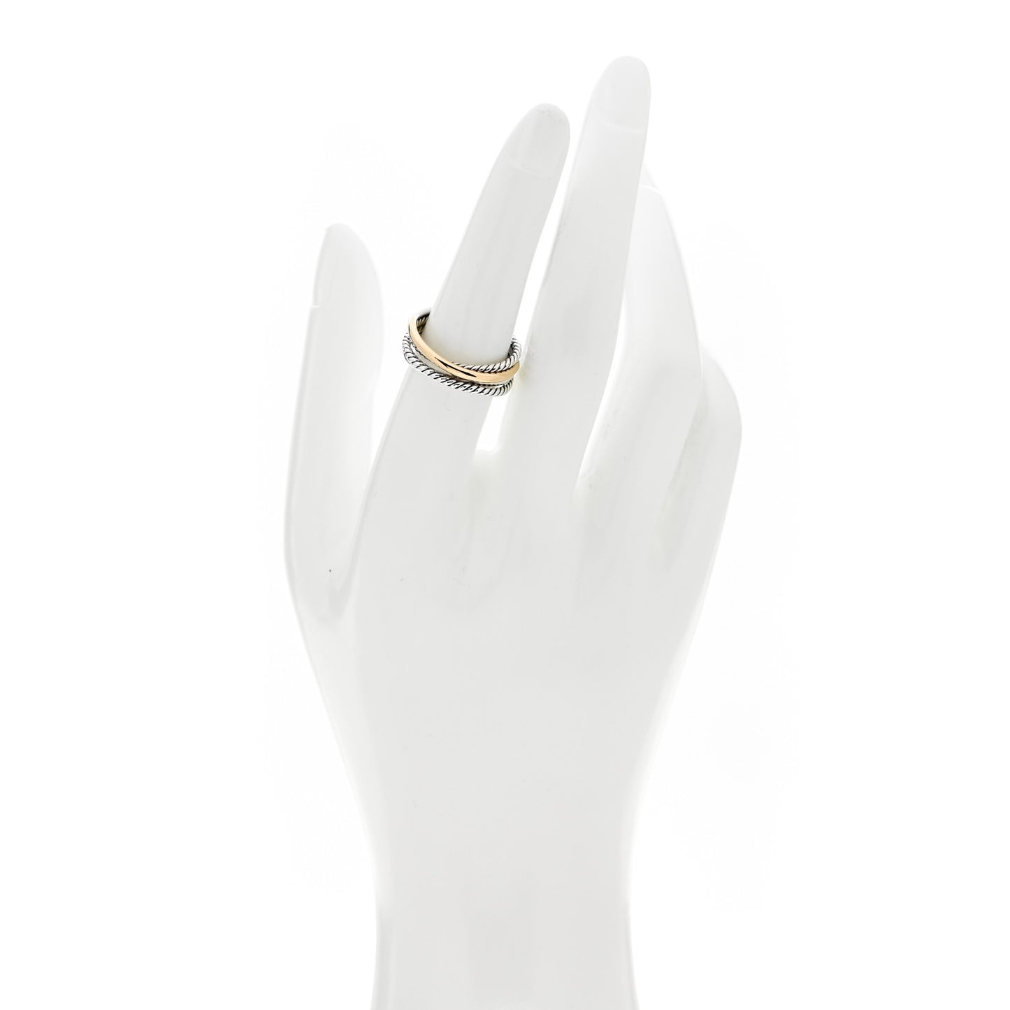 Sterling Silver 18K Yellow Gold Narrow Crossover Ring 53 6.5