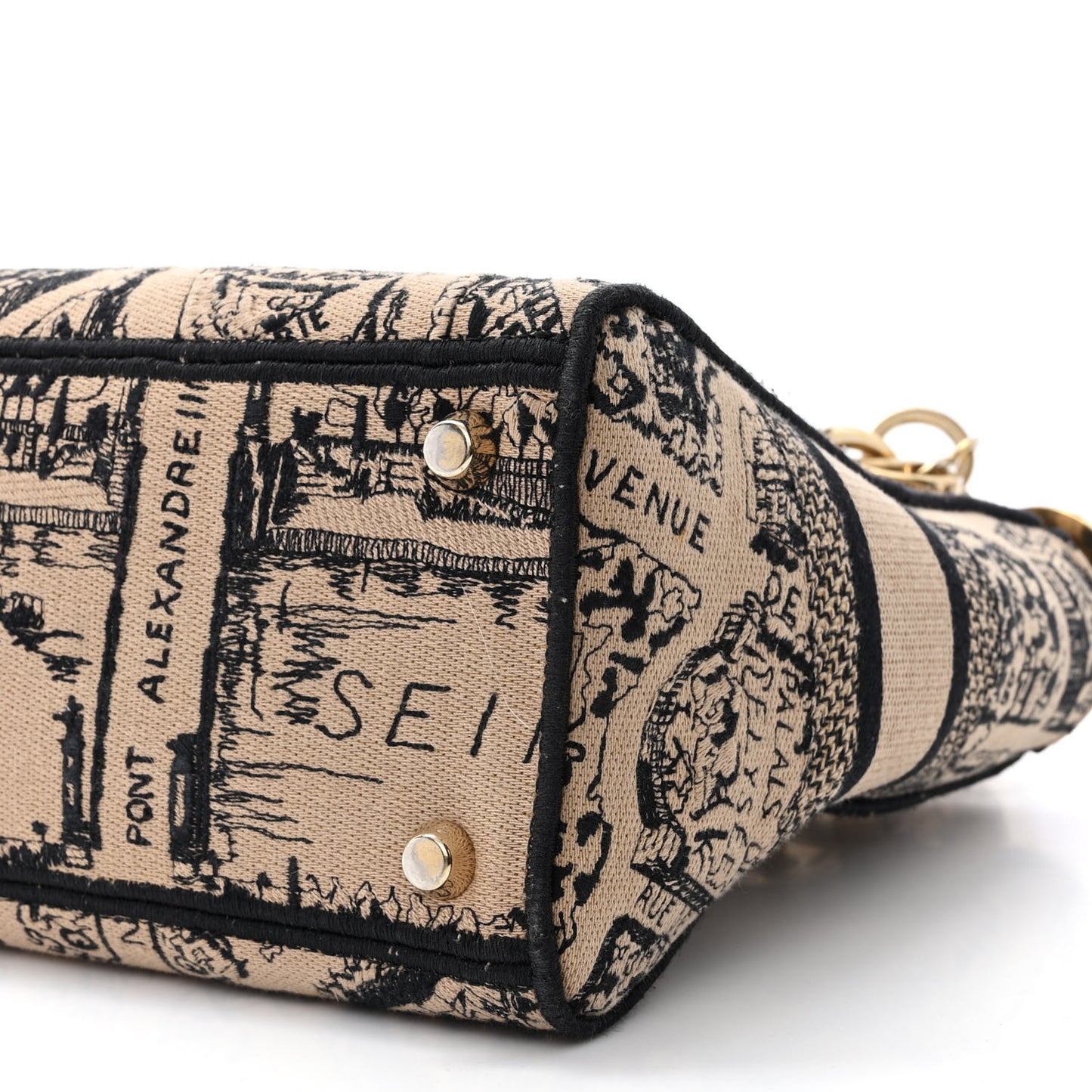Canvas Embroidered Medium Plan de Paris Lady D-Lite Beige Black