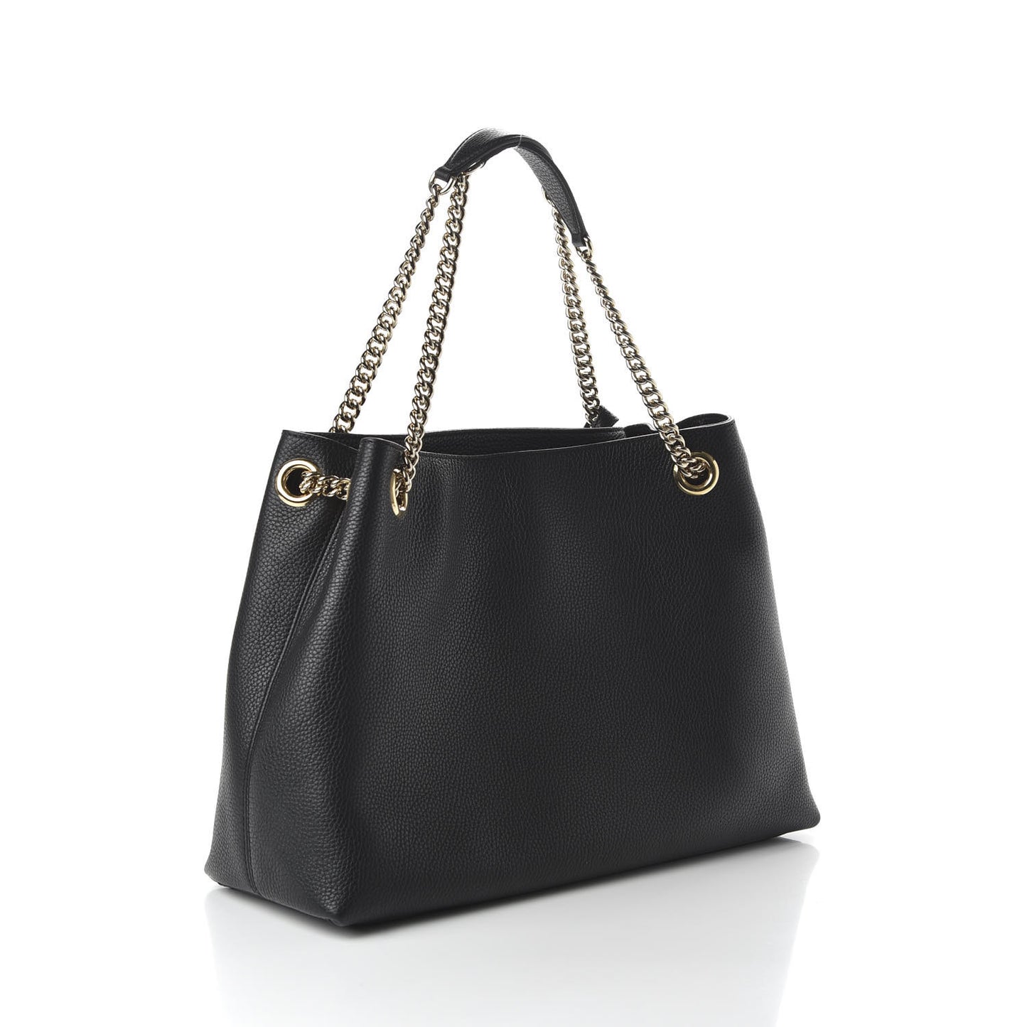 Pebbled Calfskin Medium Soho Chain Shoulder Bag Black