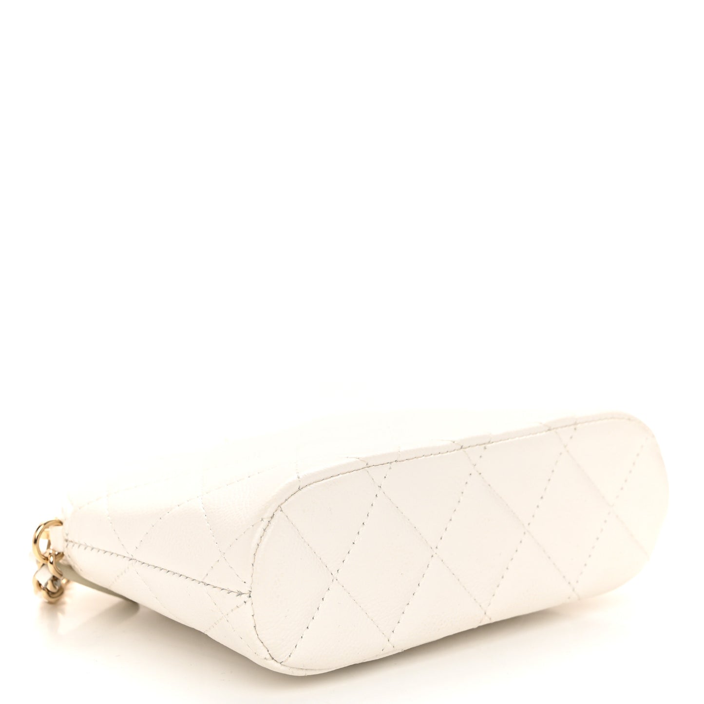 Caviar Quilted Classic Clutch With Chain White