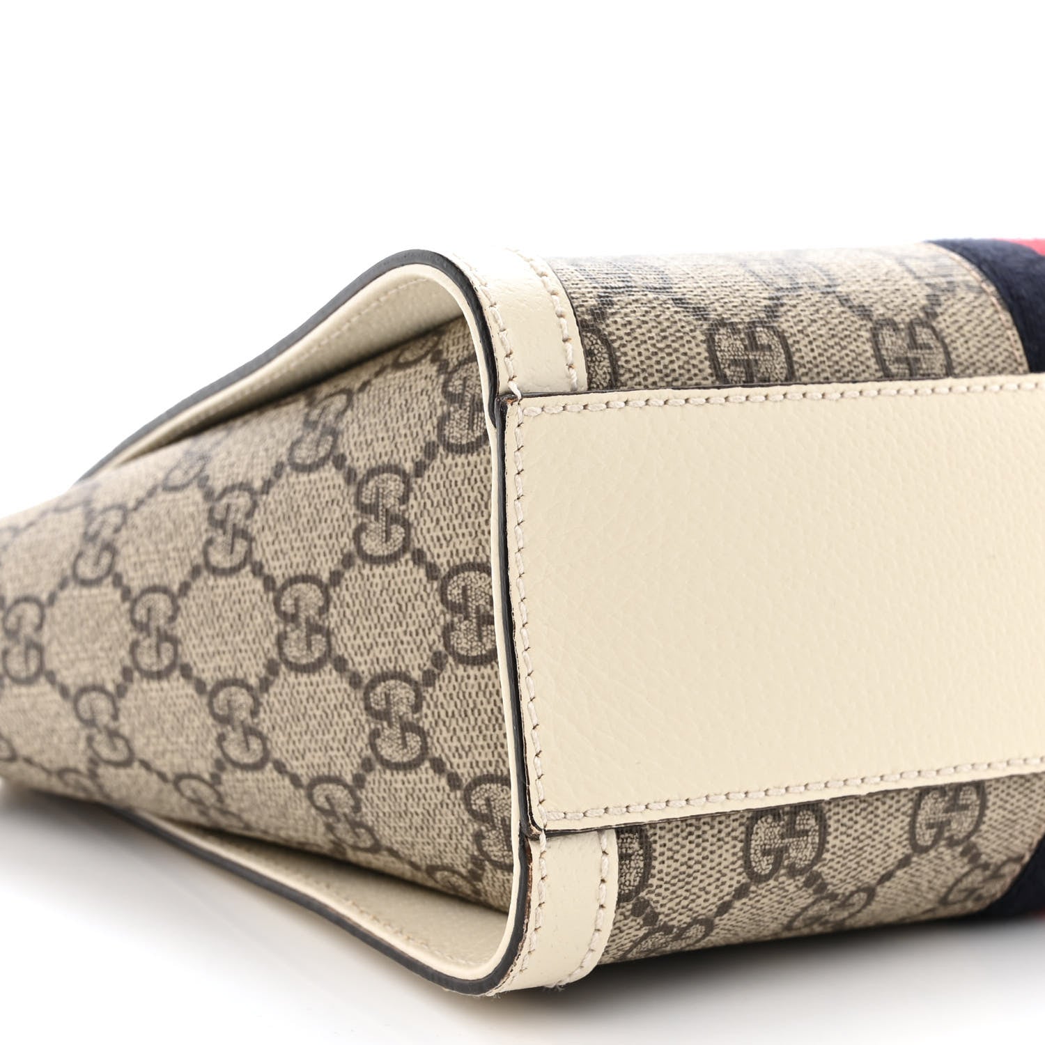 Gucci GG Supreme Monogram Textured Dollar Calfskin Web Small Ophidia Tote Bag Beige Ebony Mystic White 10 of 13