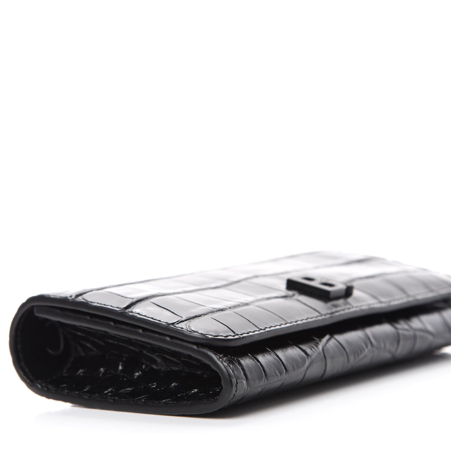 Calfskin Crocodile Embossed Touch Phone Holder With Strap Black