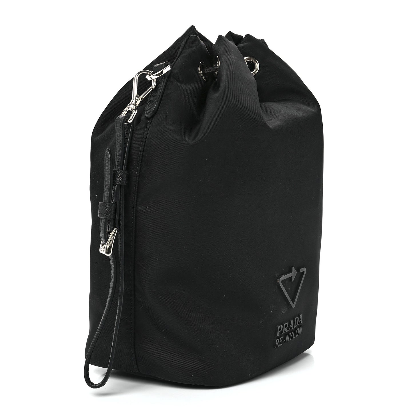 Re-Nylon Saffiano Bucket Wristlet Black