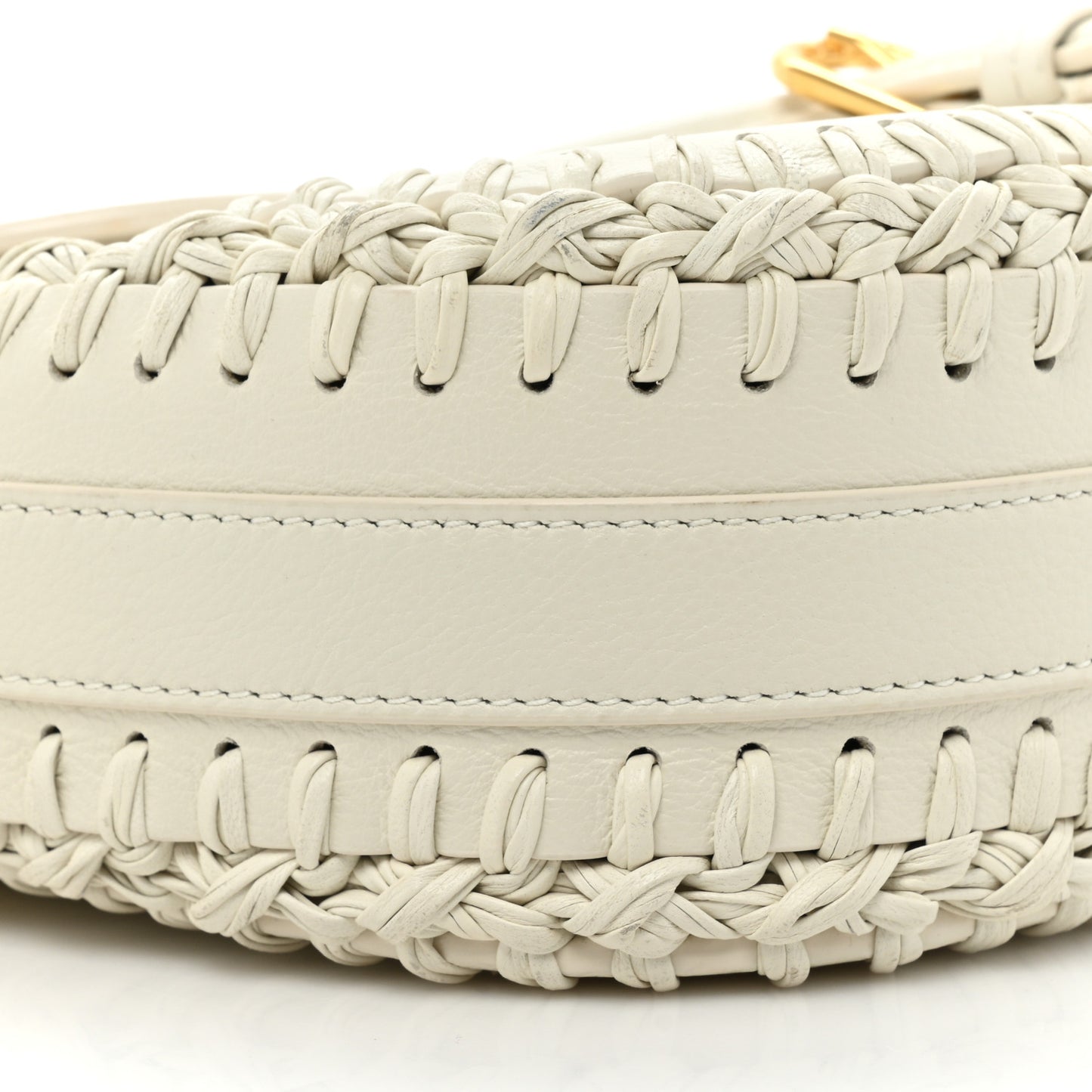 Grained Calfskin Medium Whipstitched Bobby Bag White