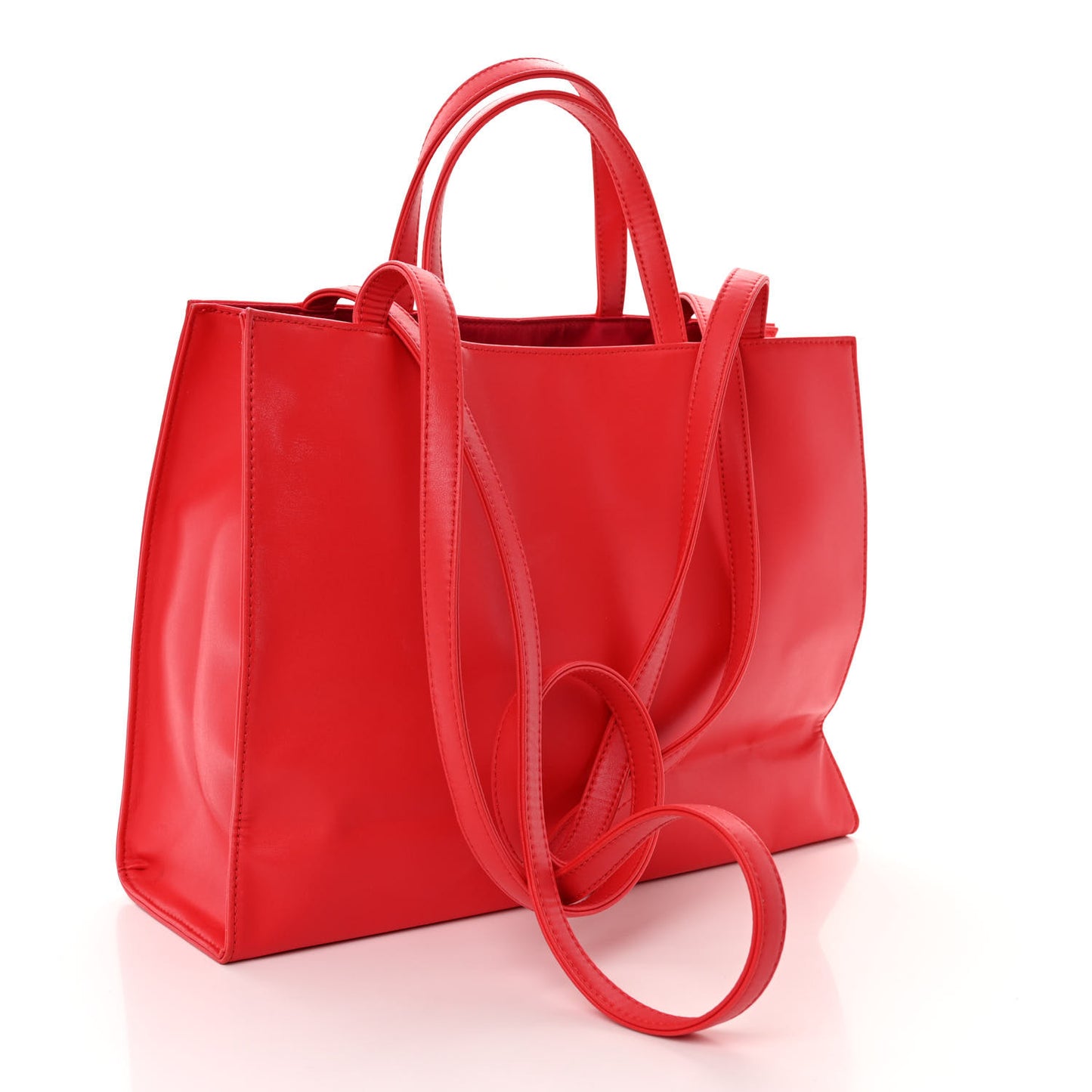 Vegan Leather Medium Shopping Bag Red