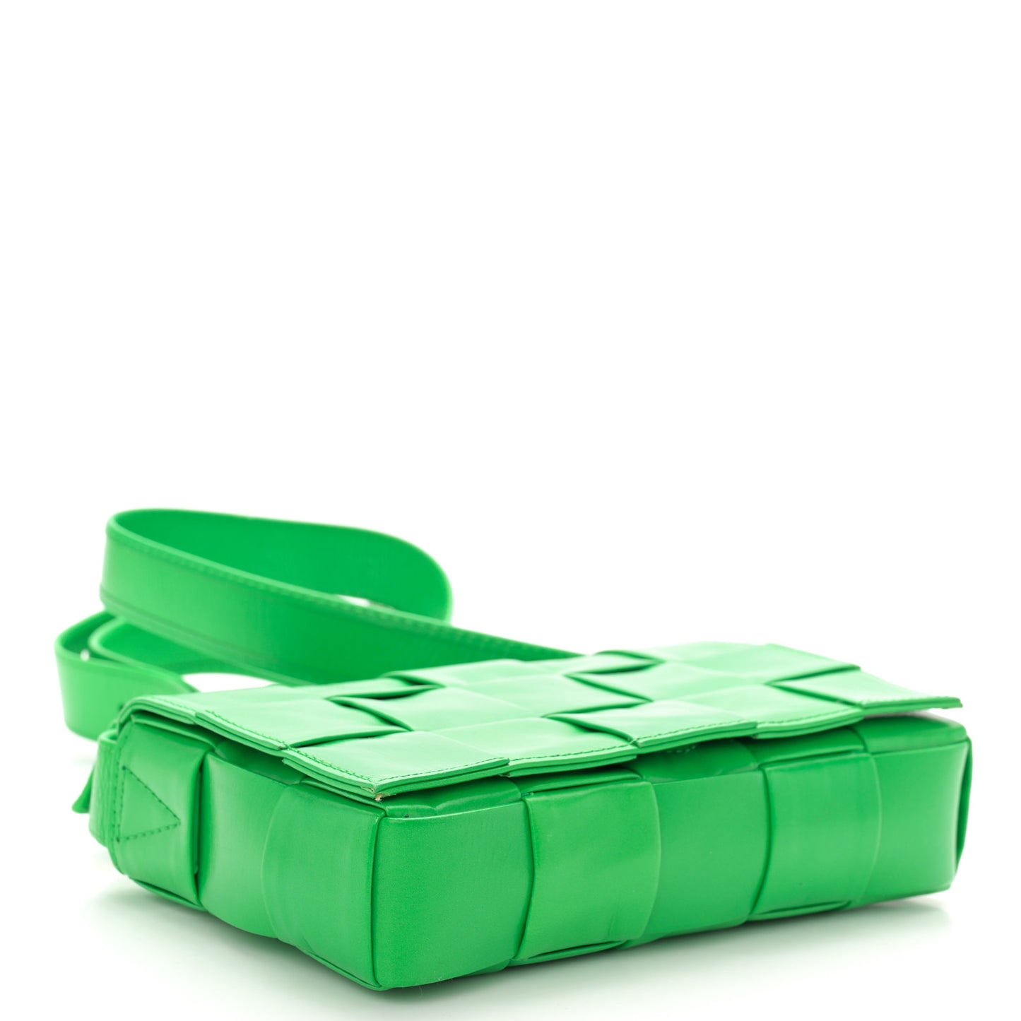Paper Calfskin Maxi Intrecciato Small Cassette Crossbody Bag Grass